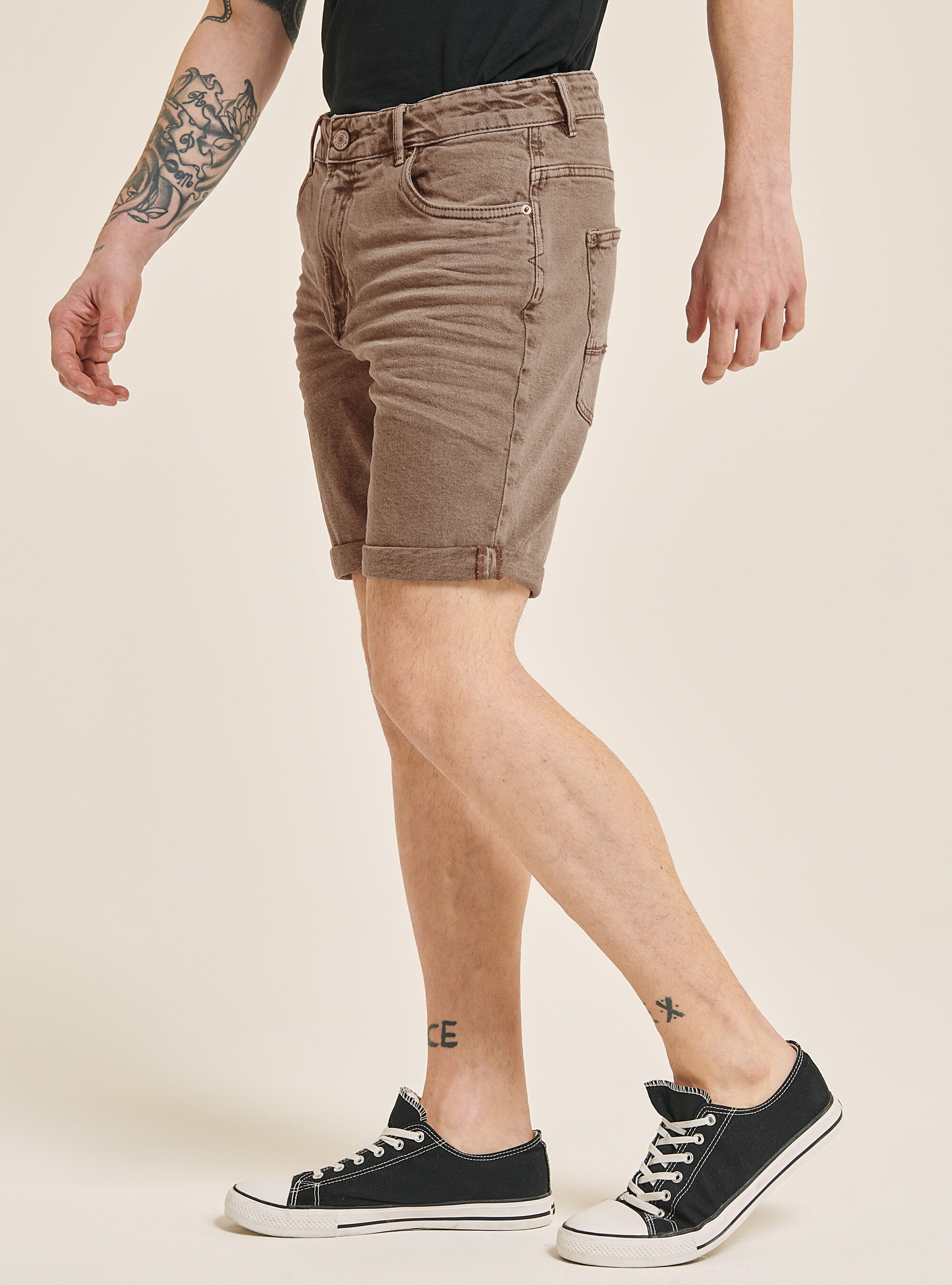 Bermuda in cotone twill stretch tinto in capo, BR2 BROWN MEDIUM