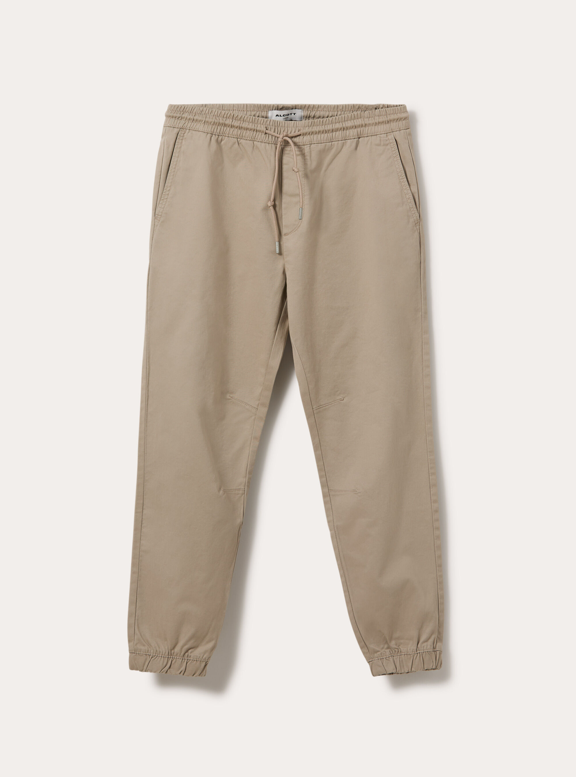 Jogger hose aus stretch baumwolle mit kordelzug und elastischem bundchen, BG2 BEIGE MEDIUM