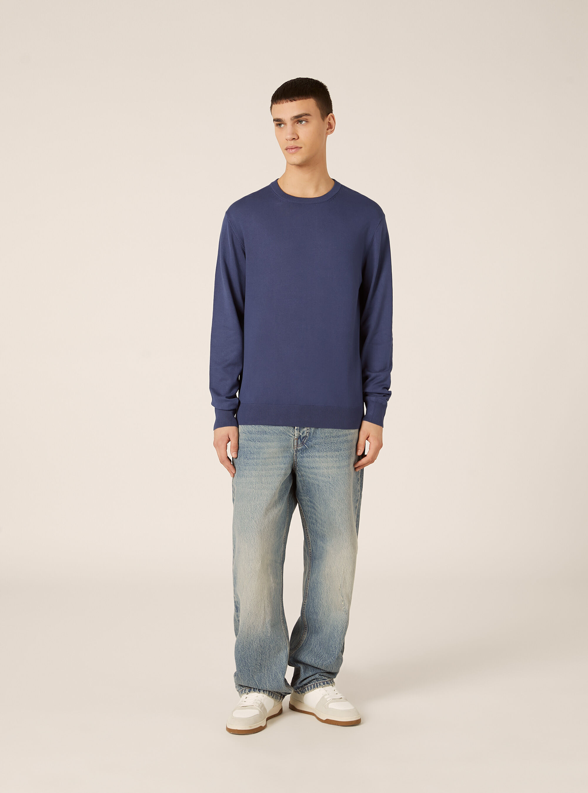 Pullover girocollo in viscosa sostenibile Ecovero, BL3 BLUE LIGHT