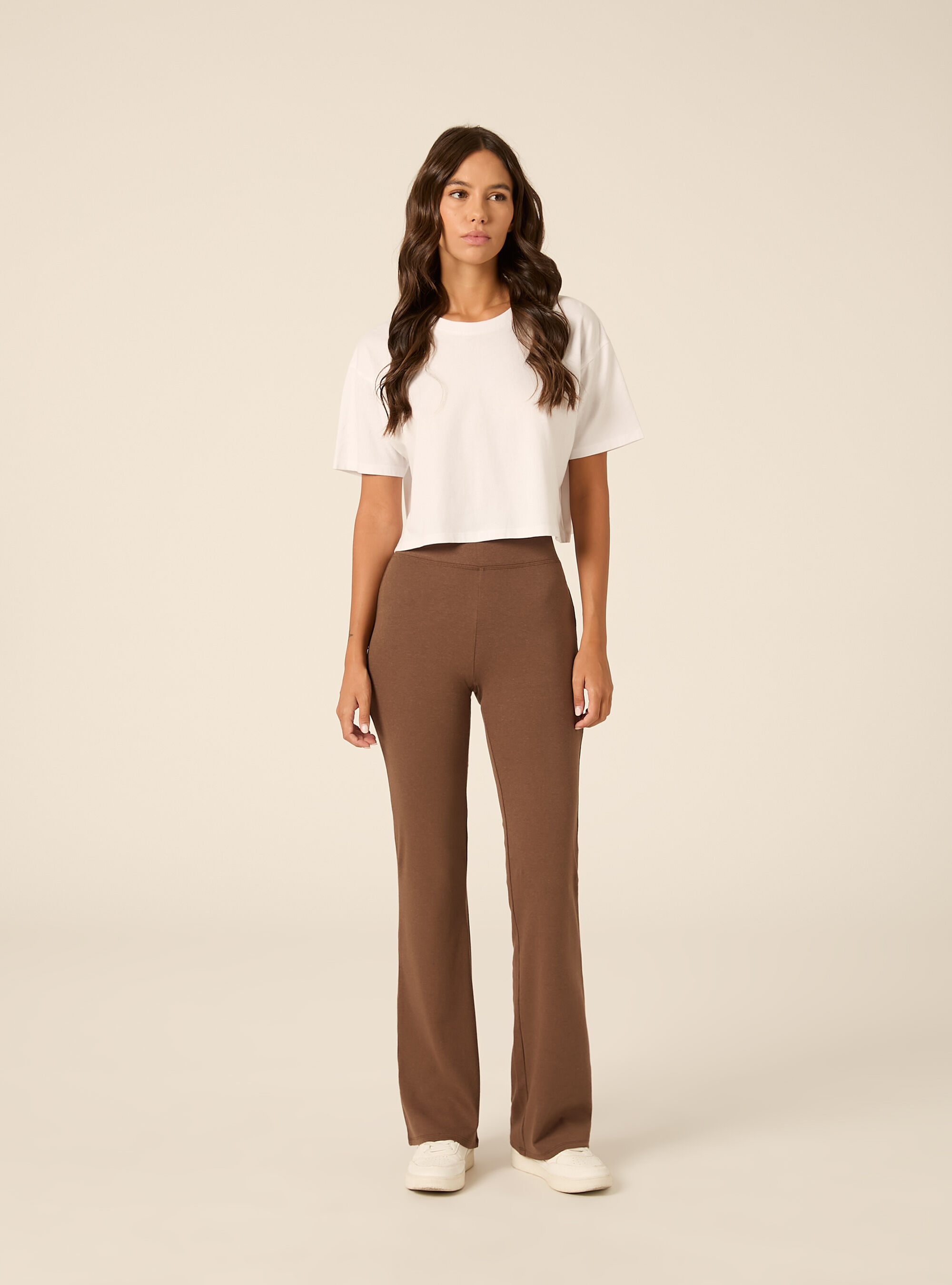 Leggings flare, MARRONE MEDIO