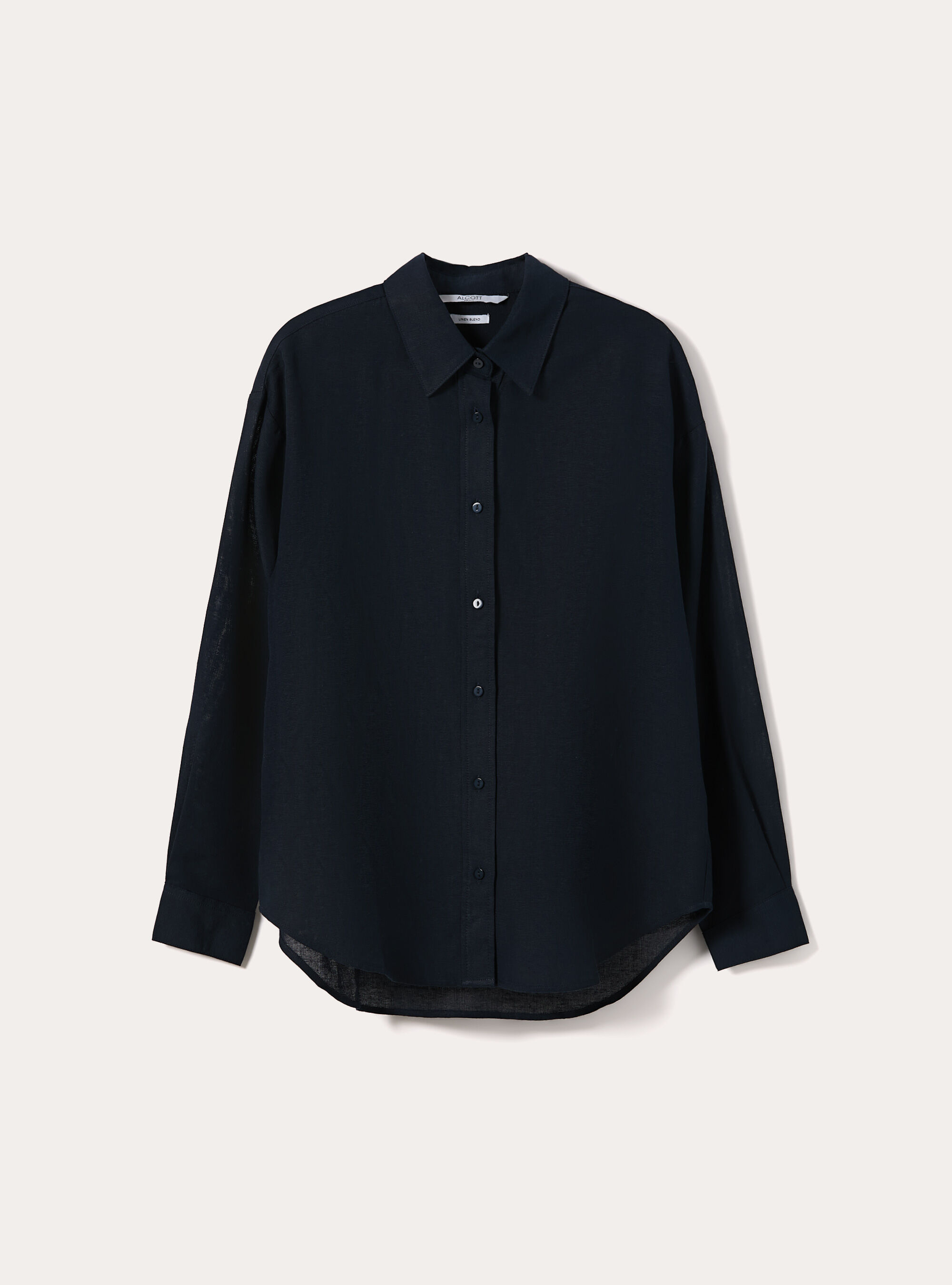 Camicia in misto lino tinta unita, NA1 NAVY DARK