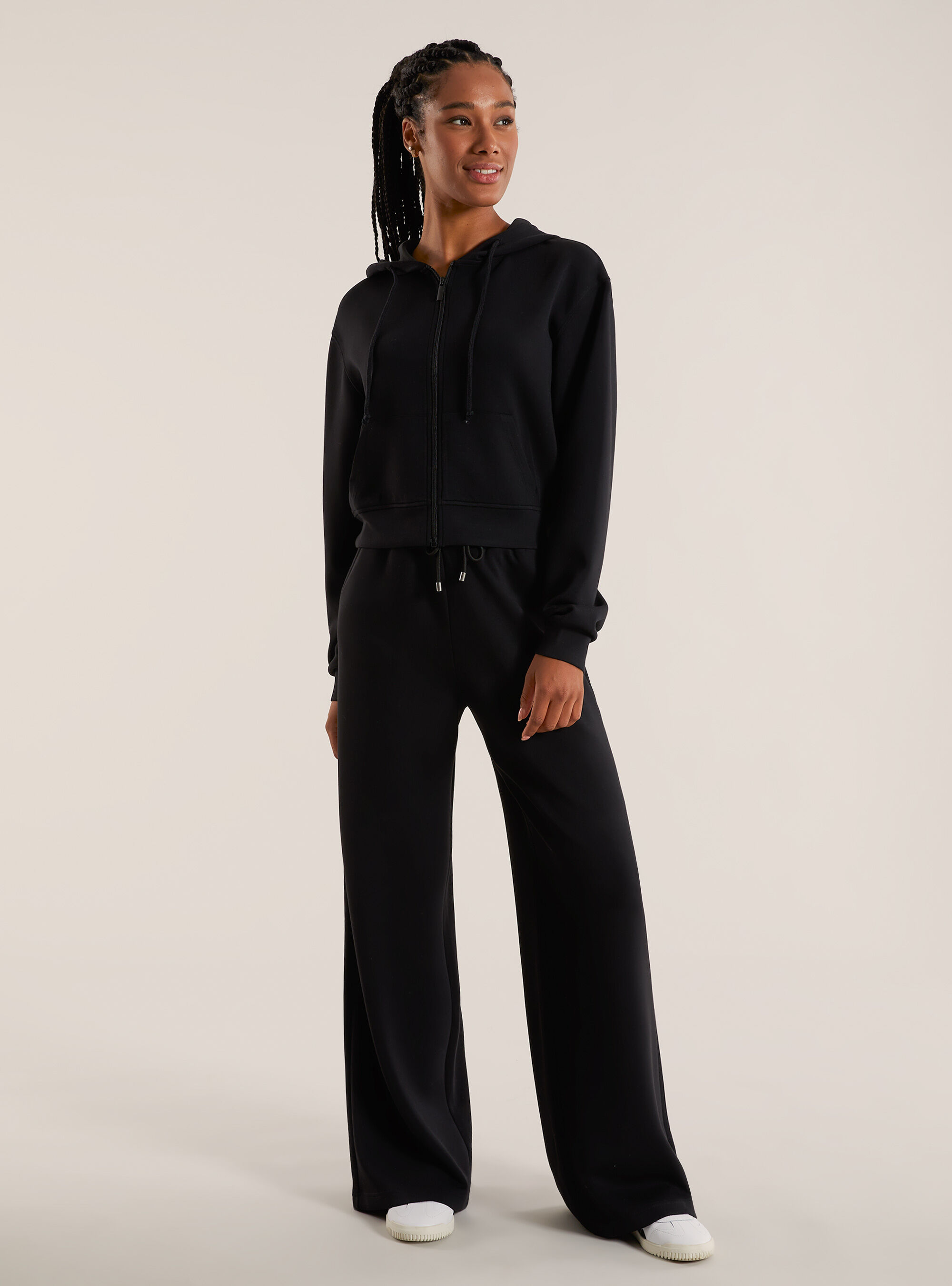 Cropped zip sweatshirt in soft scuba fabric Alcott Women s Sweatshirts