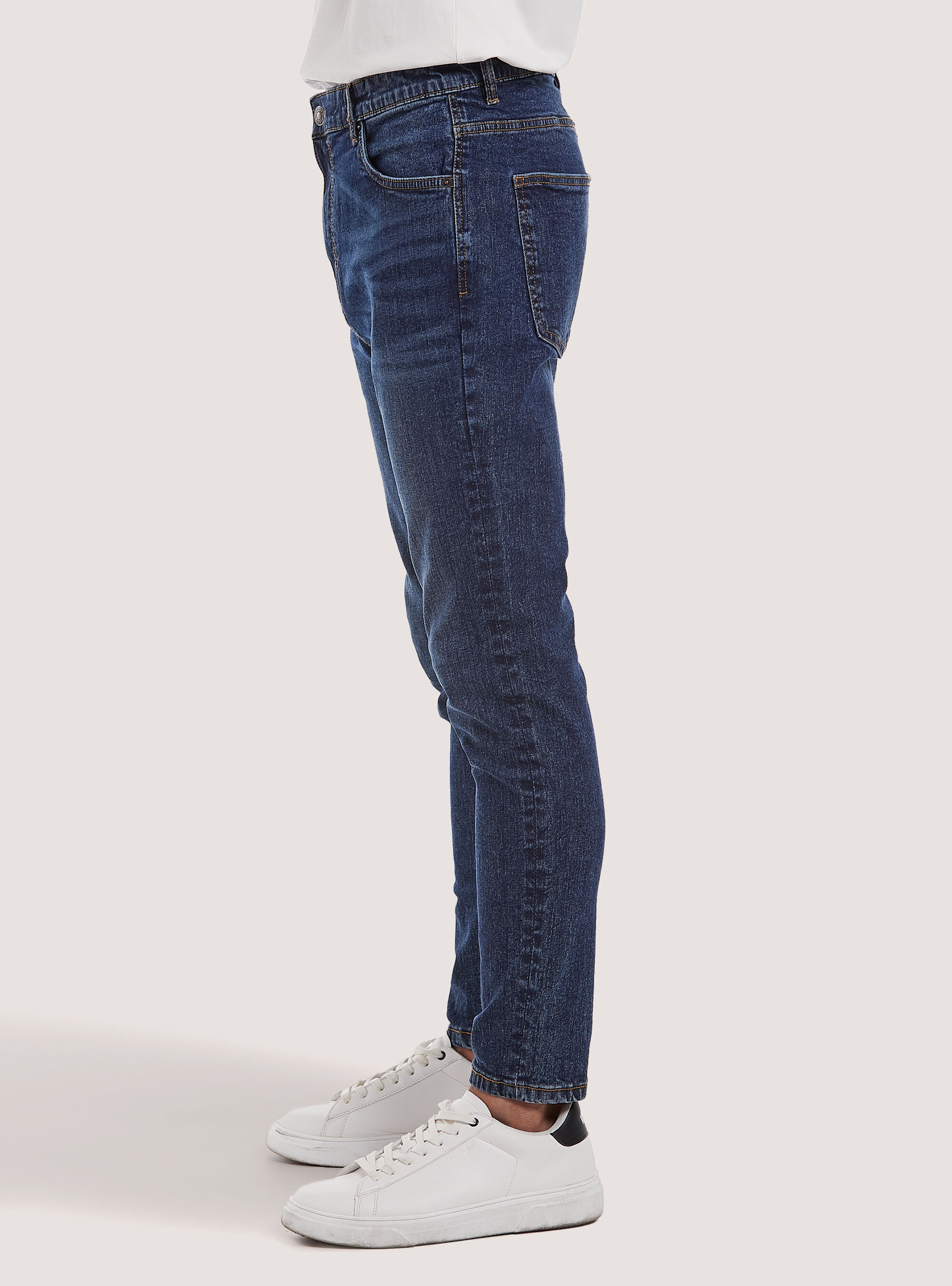 Stretch denim carrot fit jeans, D003 MEDIUM BLUE