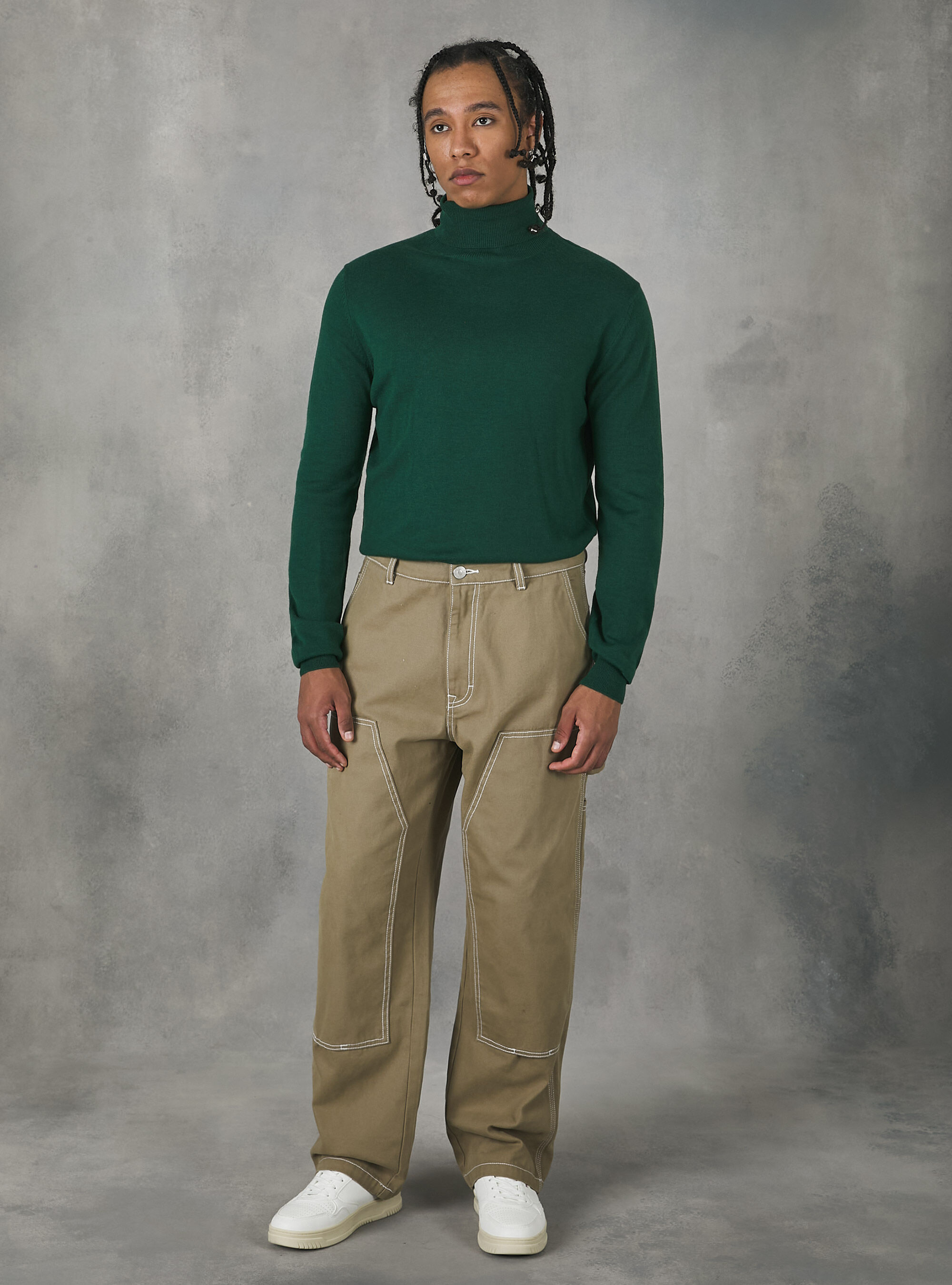 Suave jersey de cuello alto, GN1 GREEN DARK