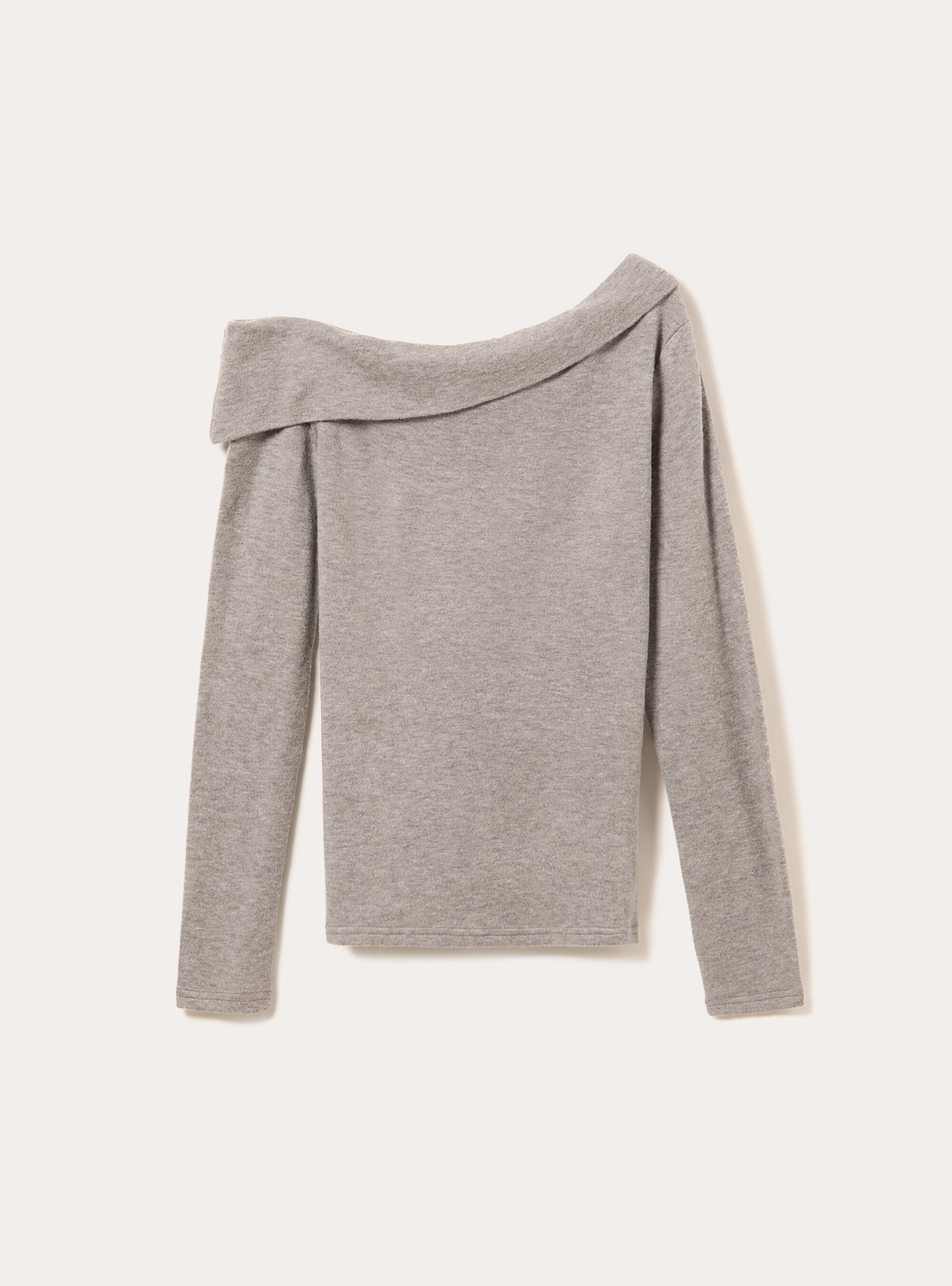 Maglia scollo bardot, MGY1 GREY MEL DARK