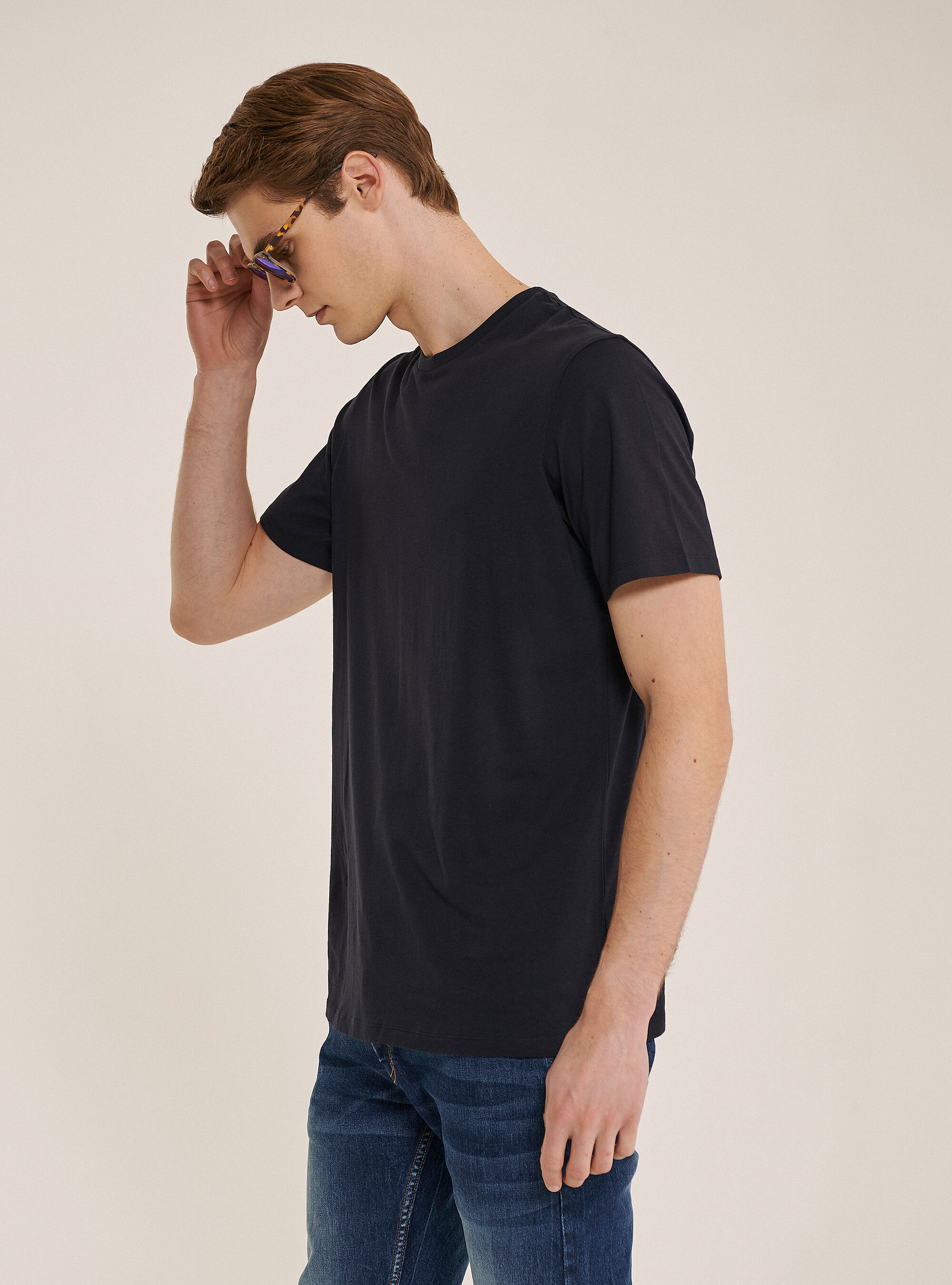 Camiseta b&aacute;sica en algod&oacute;n Pima Superior, NA1 NAVY DARK