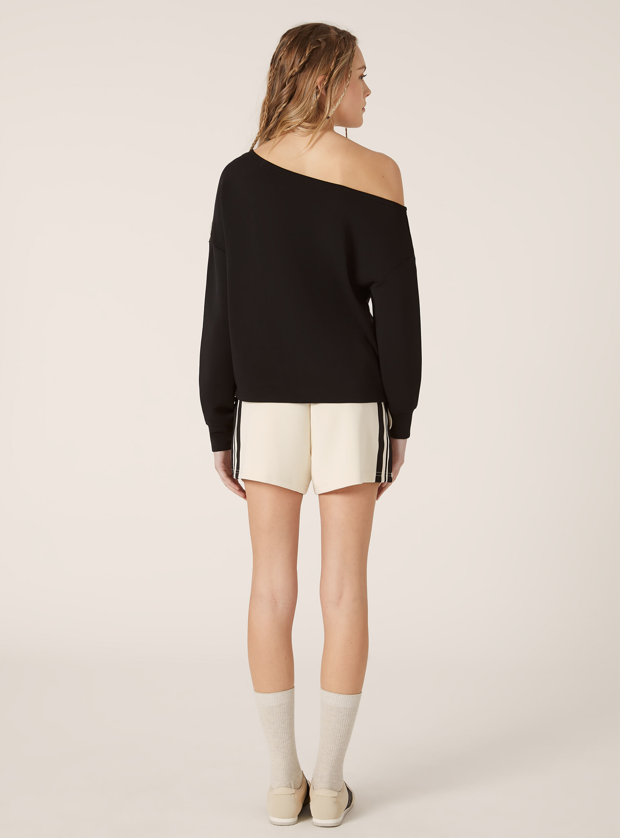 Sweat asym&eacute;trique doux au toucher, BK1 BLACK