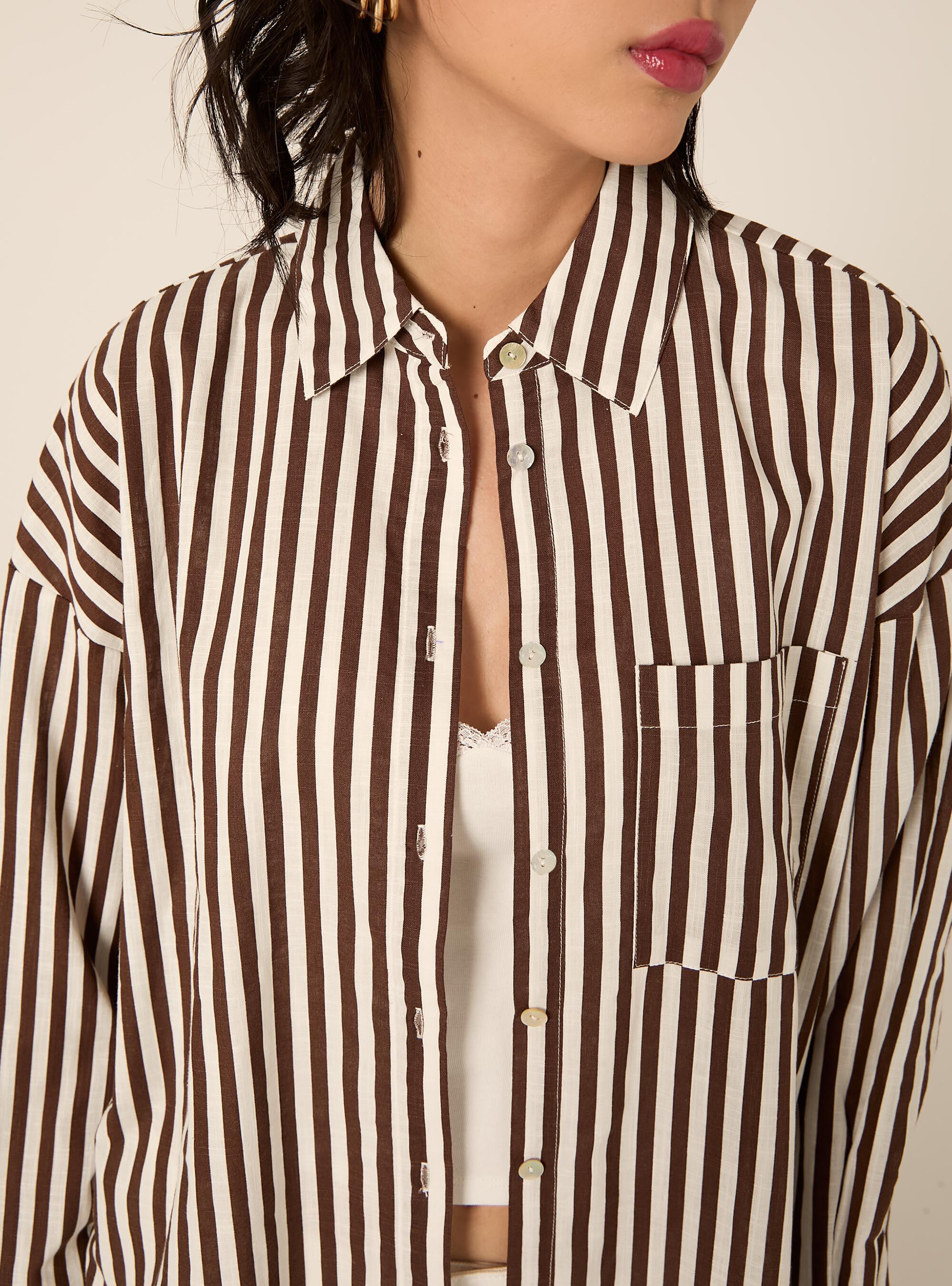 Camicia oversize con tasca, MULTICOLORE