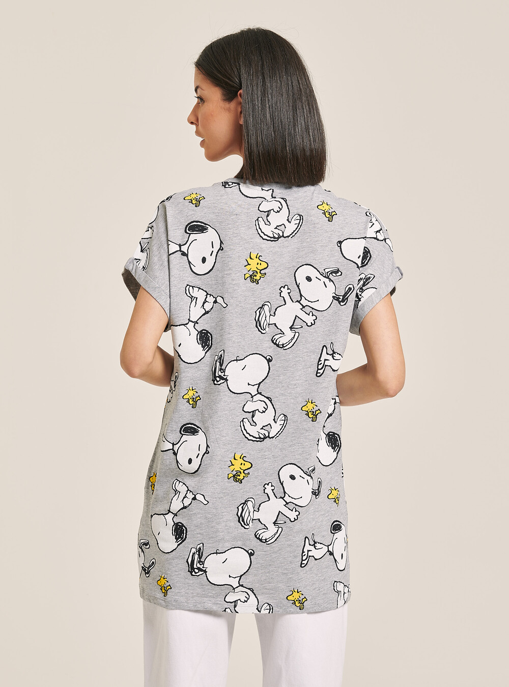 Maglietta stampata oversize a maniche lunghe con grafica Snoopy Maglietta stampata oversize a maniche lunghe con grafica Snoopy