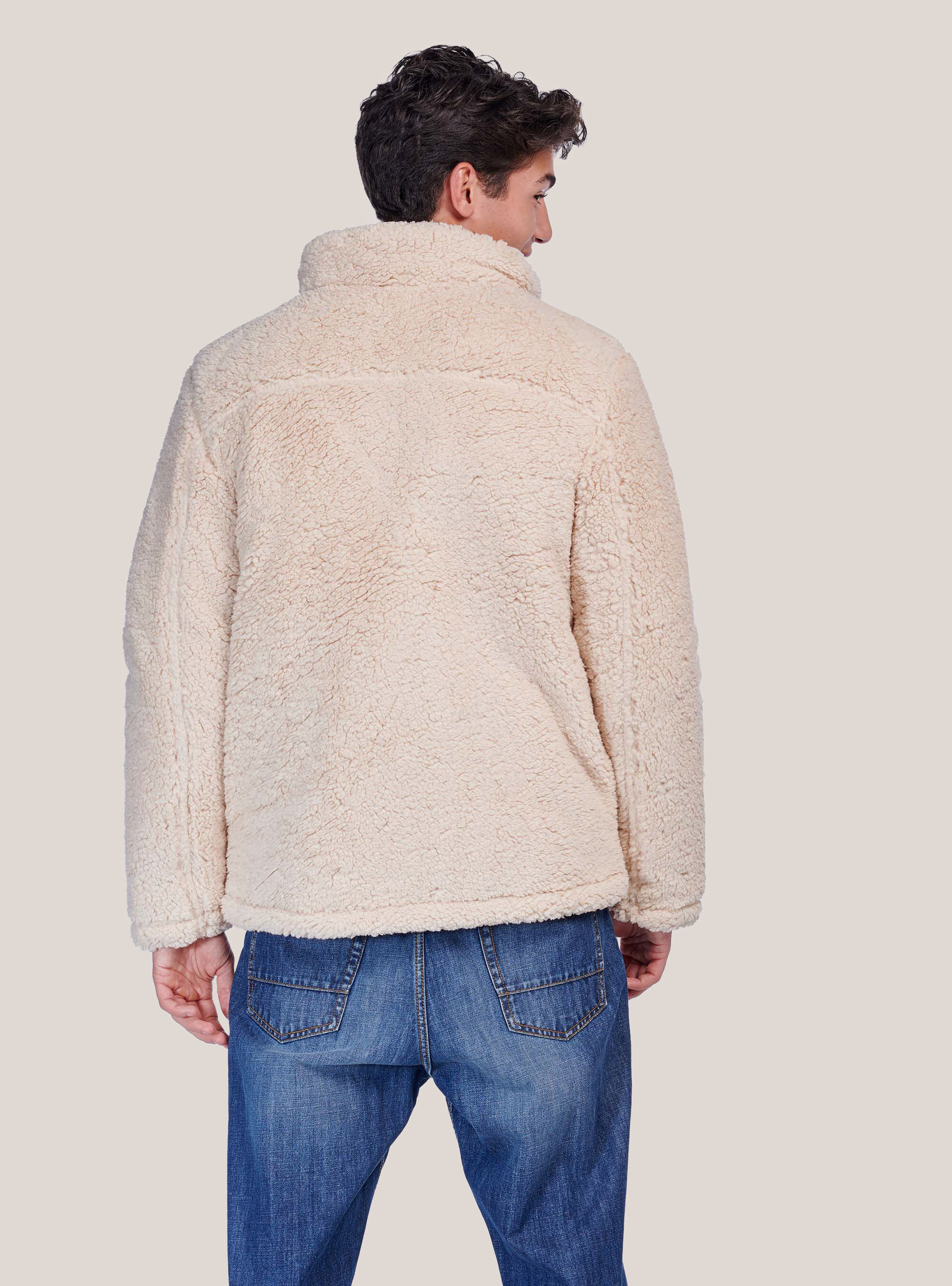 Blouson en faux cuir d'agneau, C581 BEIGE