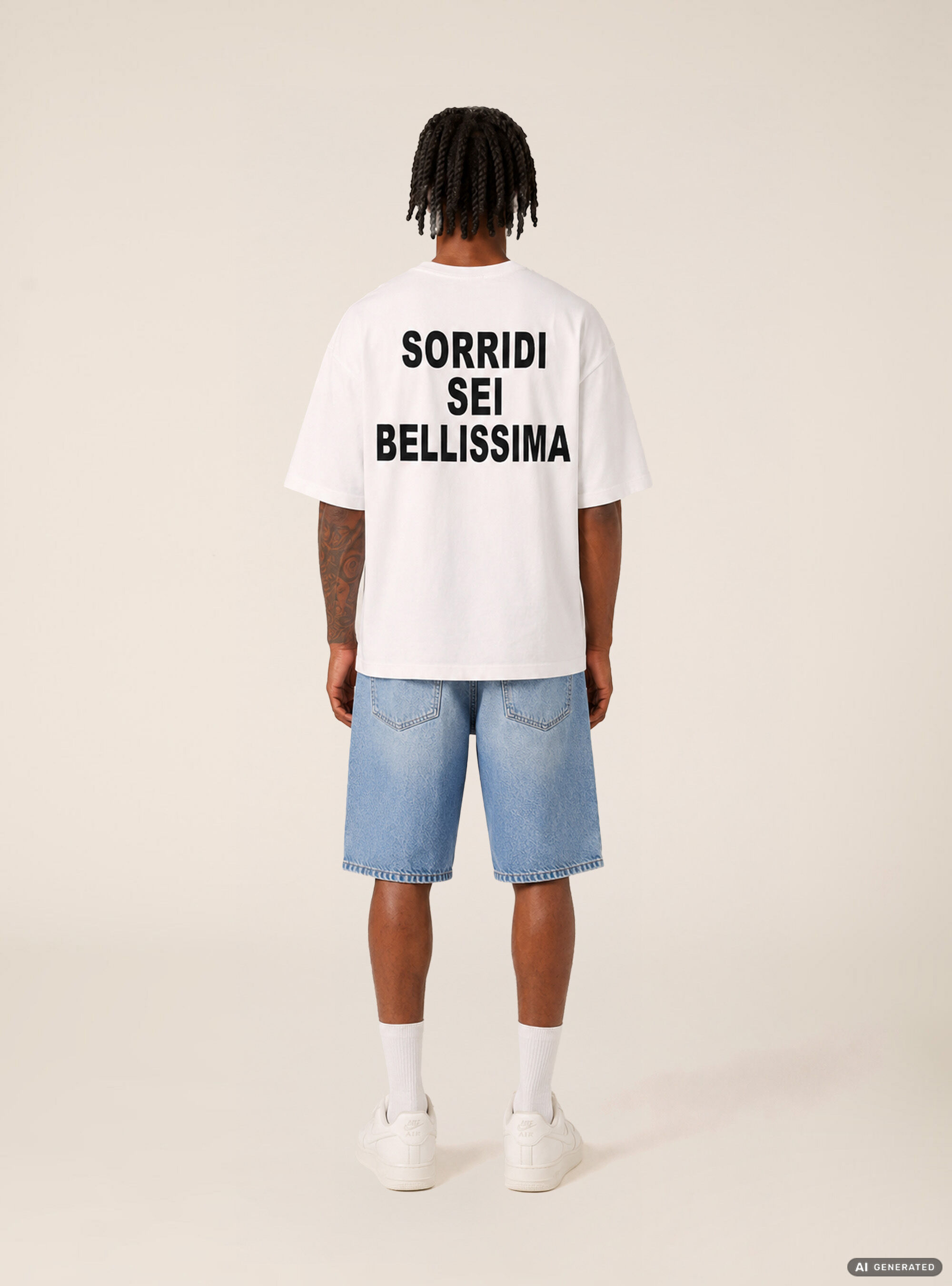 T-shirt  stampa sorridi sei bellissima, OFF WHITE