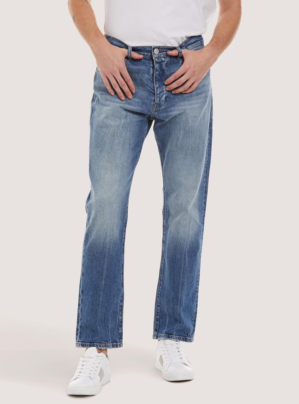 Straight fit stretch denim jeans