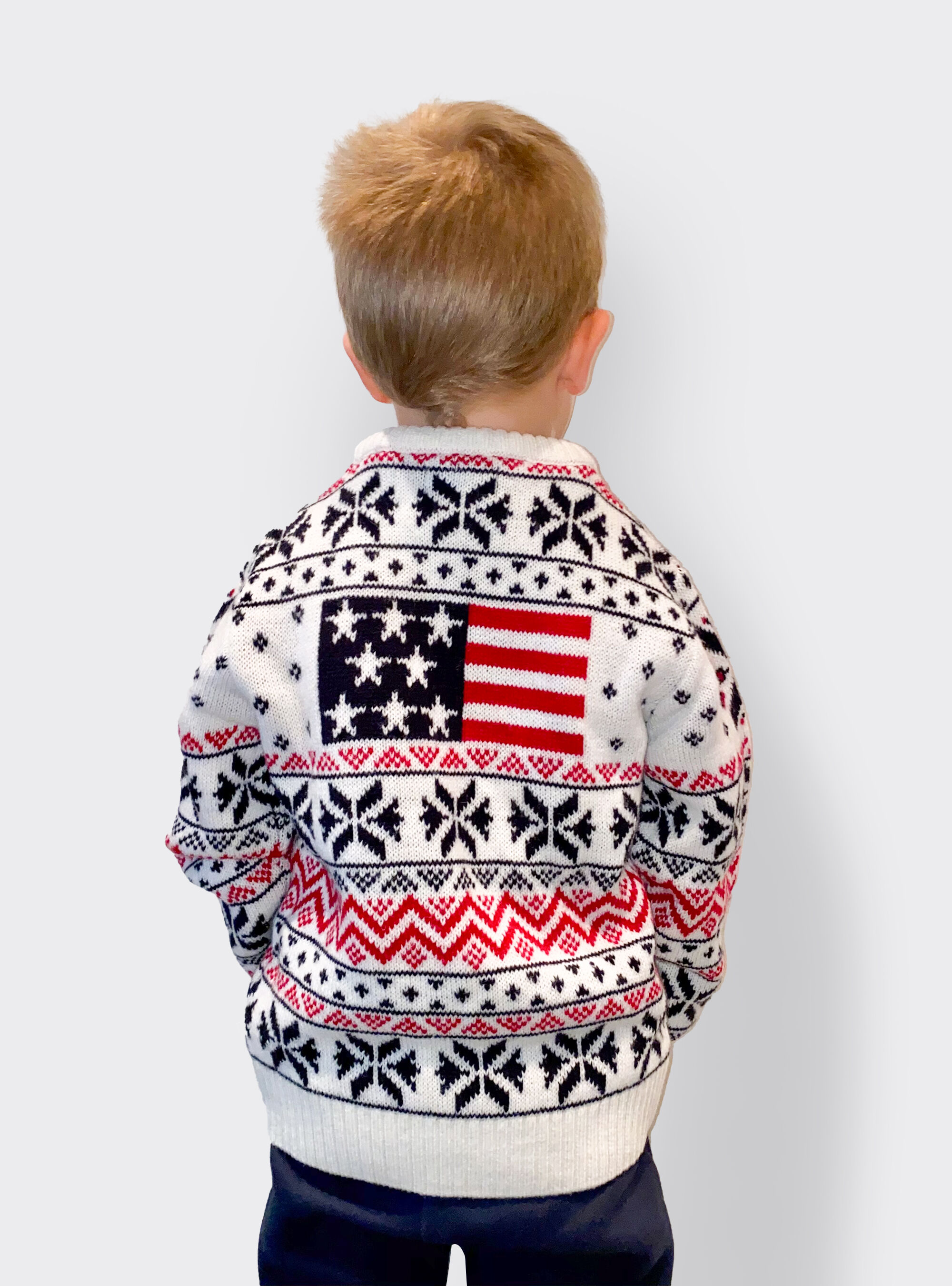 Mixed wool Christmas pullover for kid, BLUE NAVY