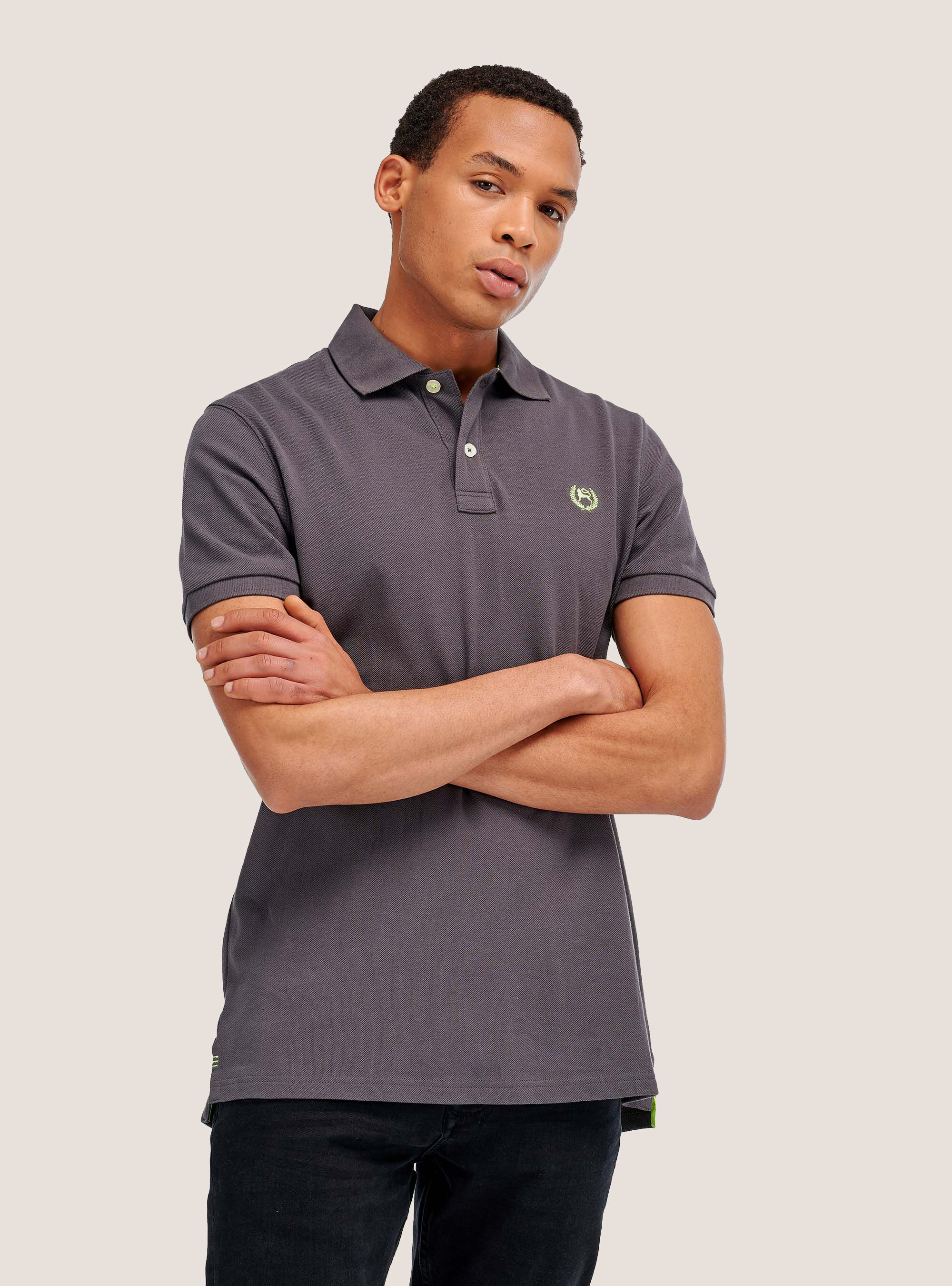 Polo en algod&oacute;n piquet, C1119 GREY