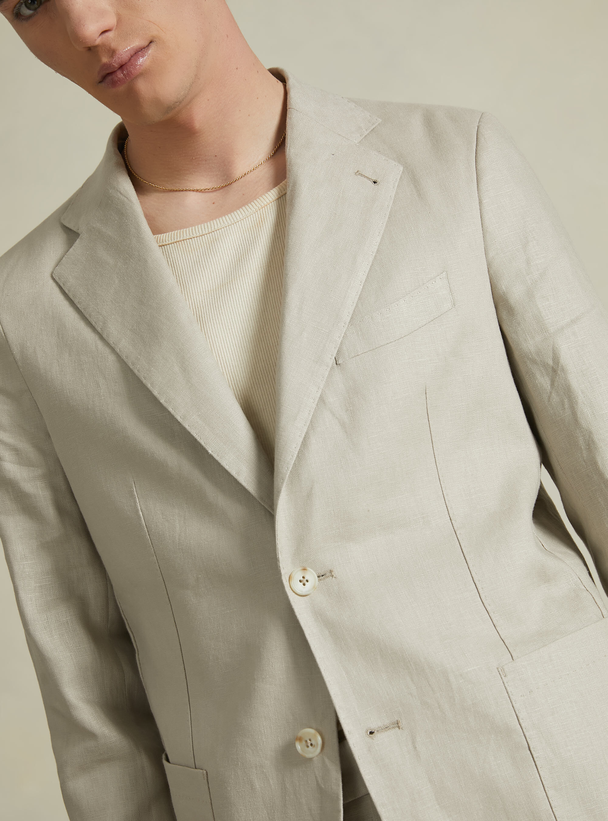 Pure Linen Jacket, BG3 BEIGE LIGHT