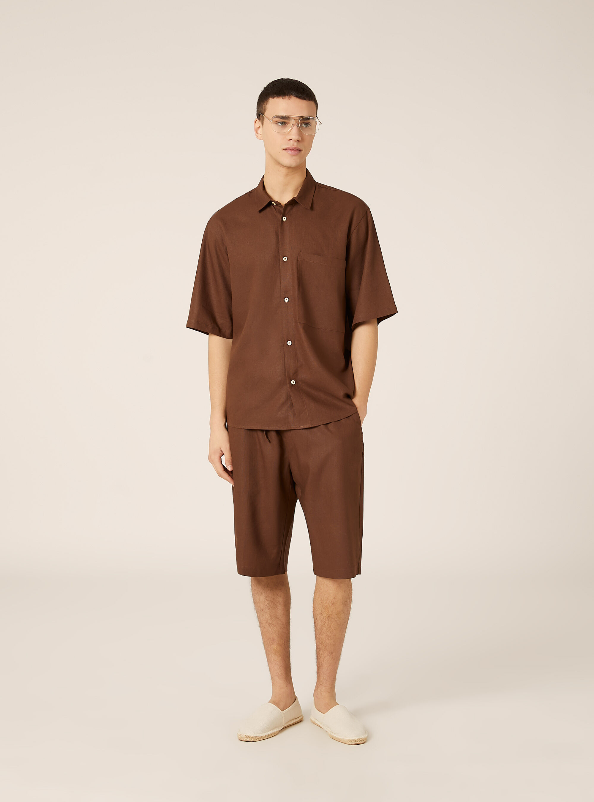 Camicia  in misto lino  con taschino