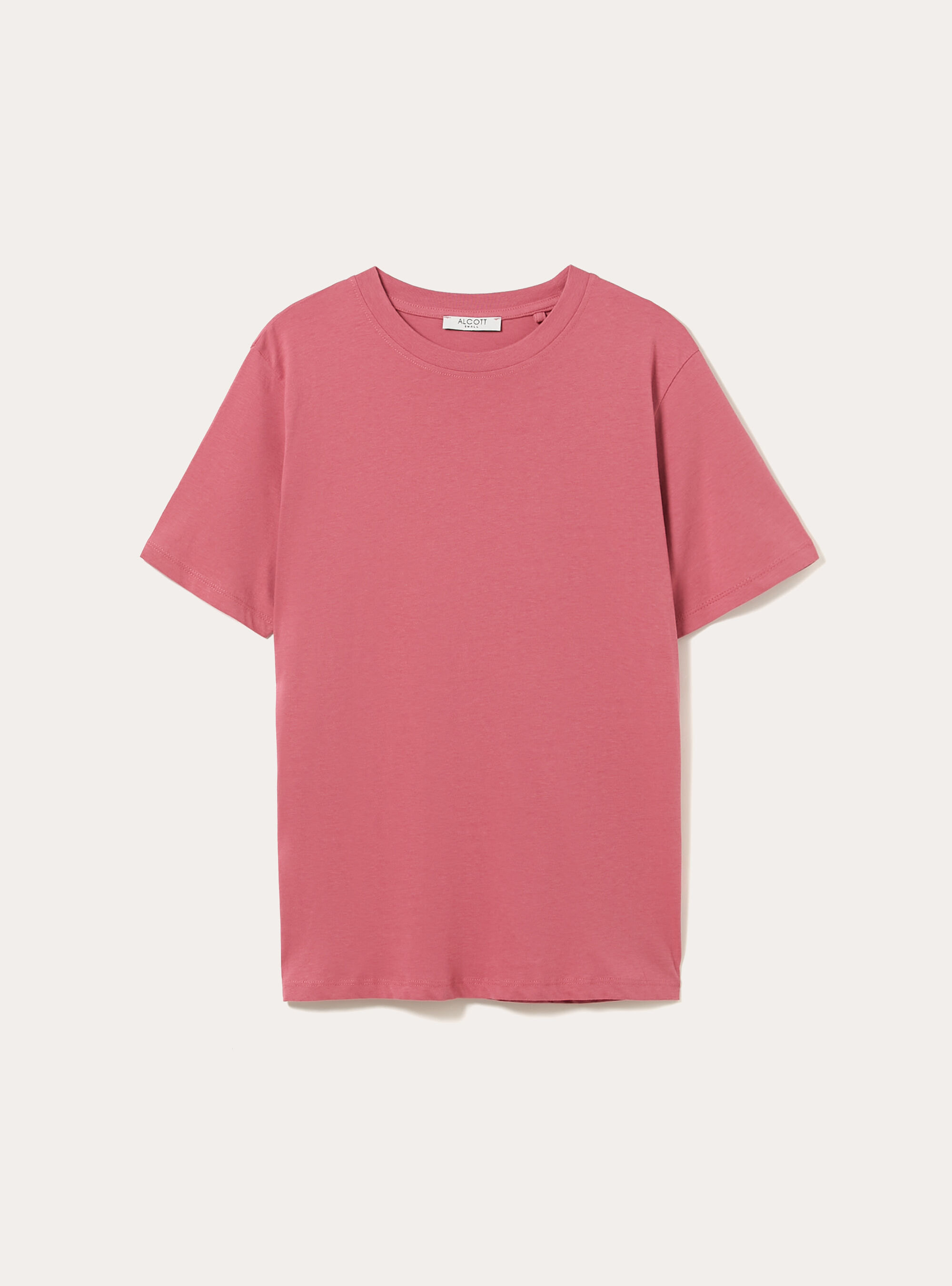 Cotton crew neck T-shirt, PK1 PINK DARK