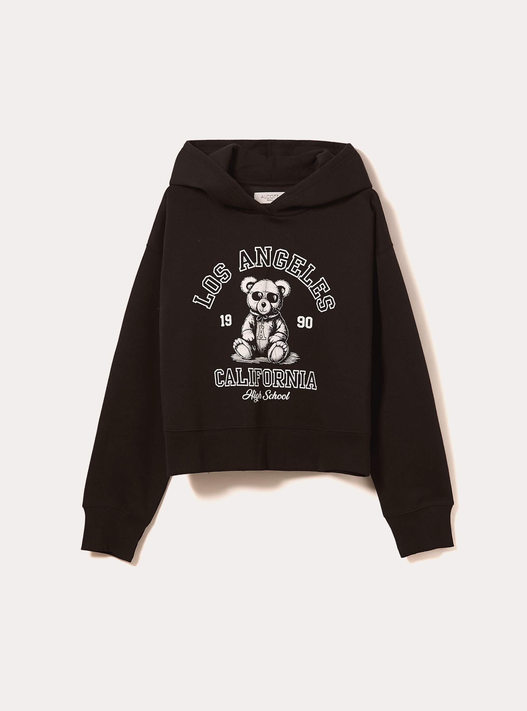 Felpa boxy fit con stampa Teddy, BK1 BLACK