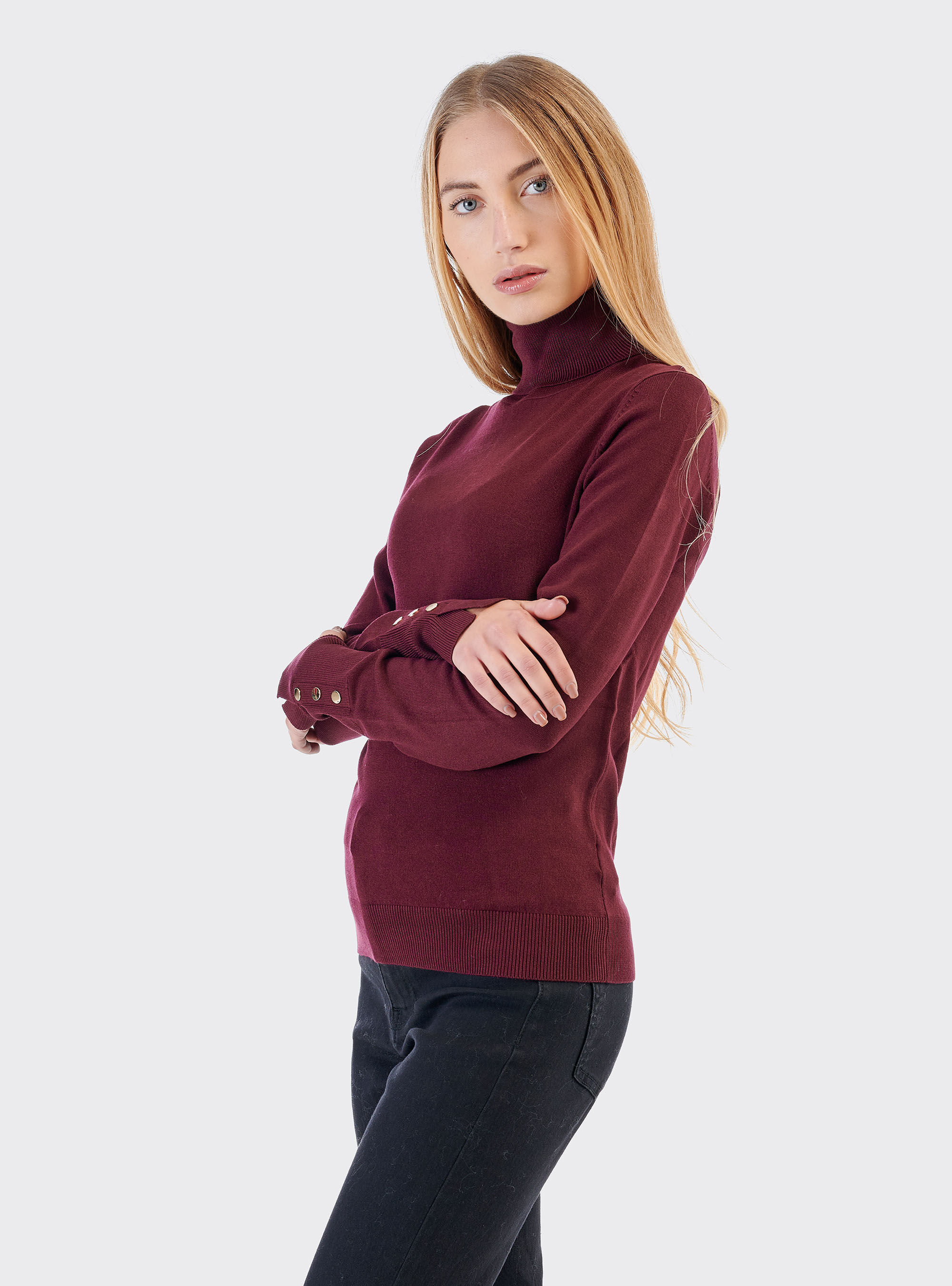 High neck pullover, BORDEAUX