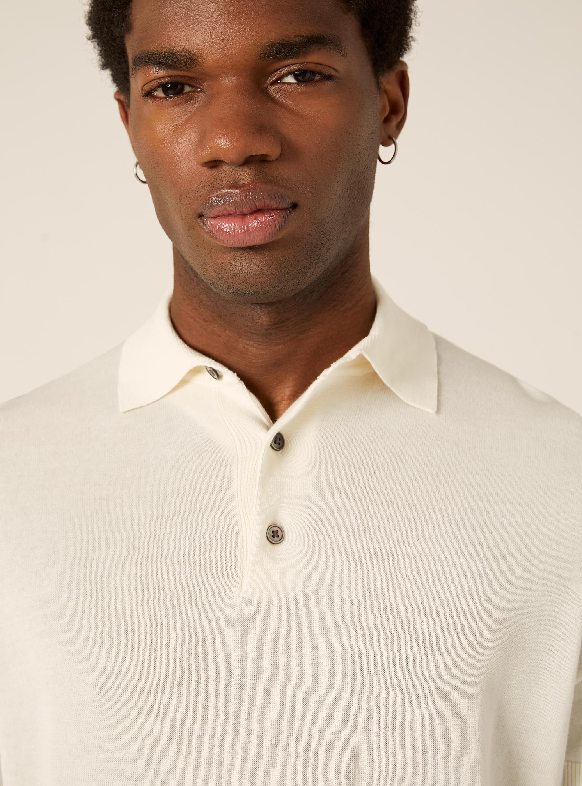 Extrafine cotton knit polo shirt