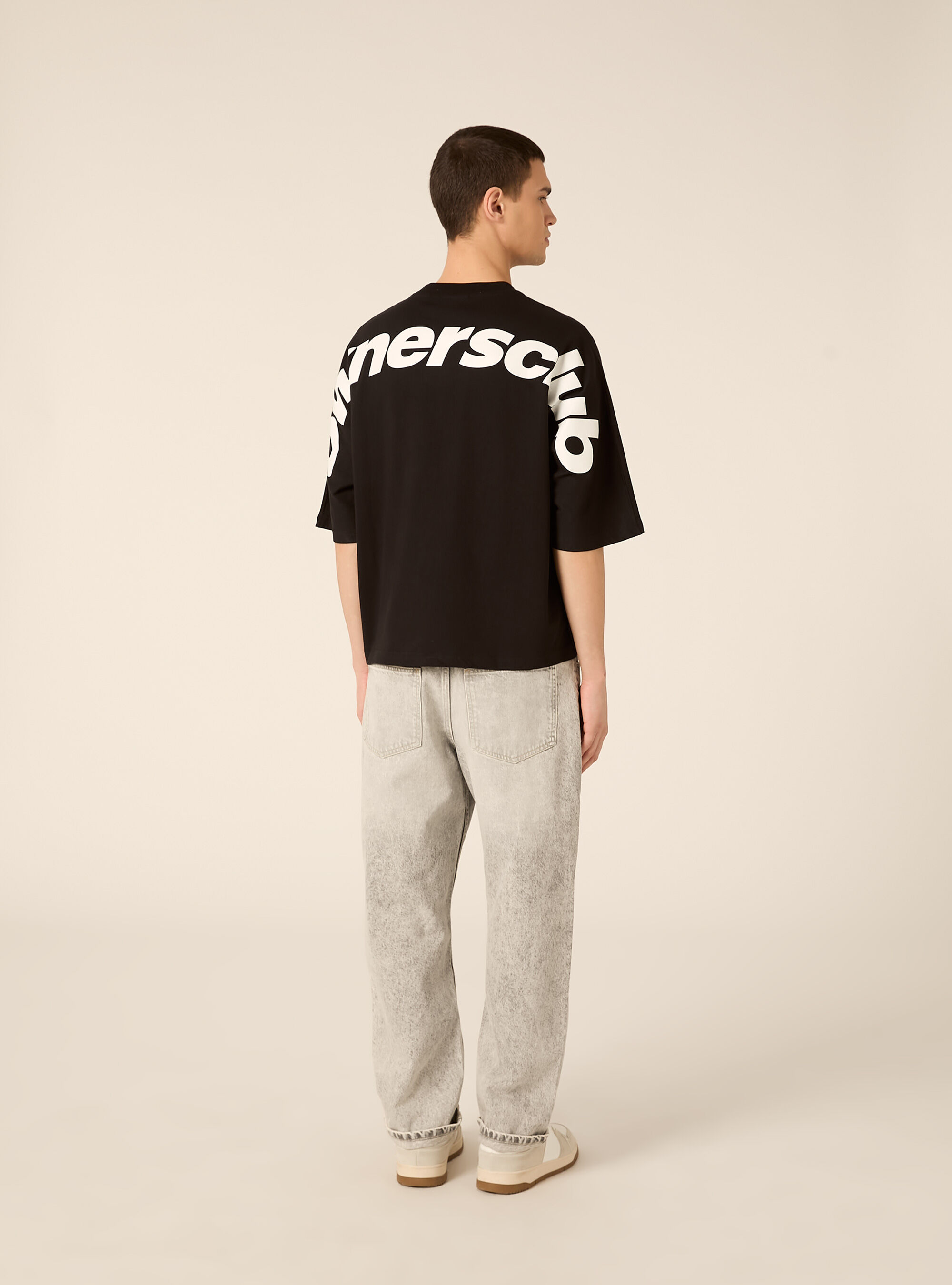 T- shirt base boxy con stampa, BK1 BLACK