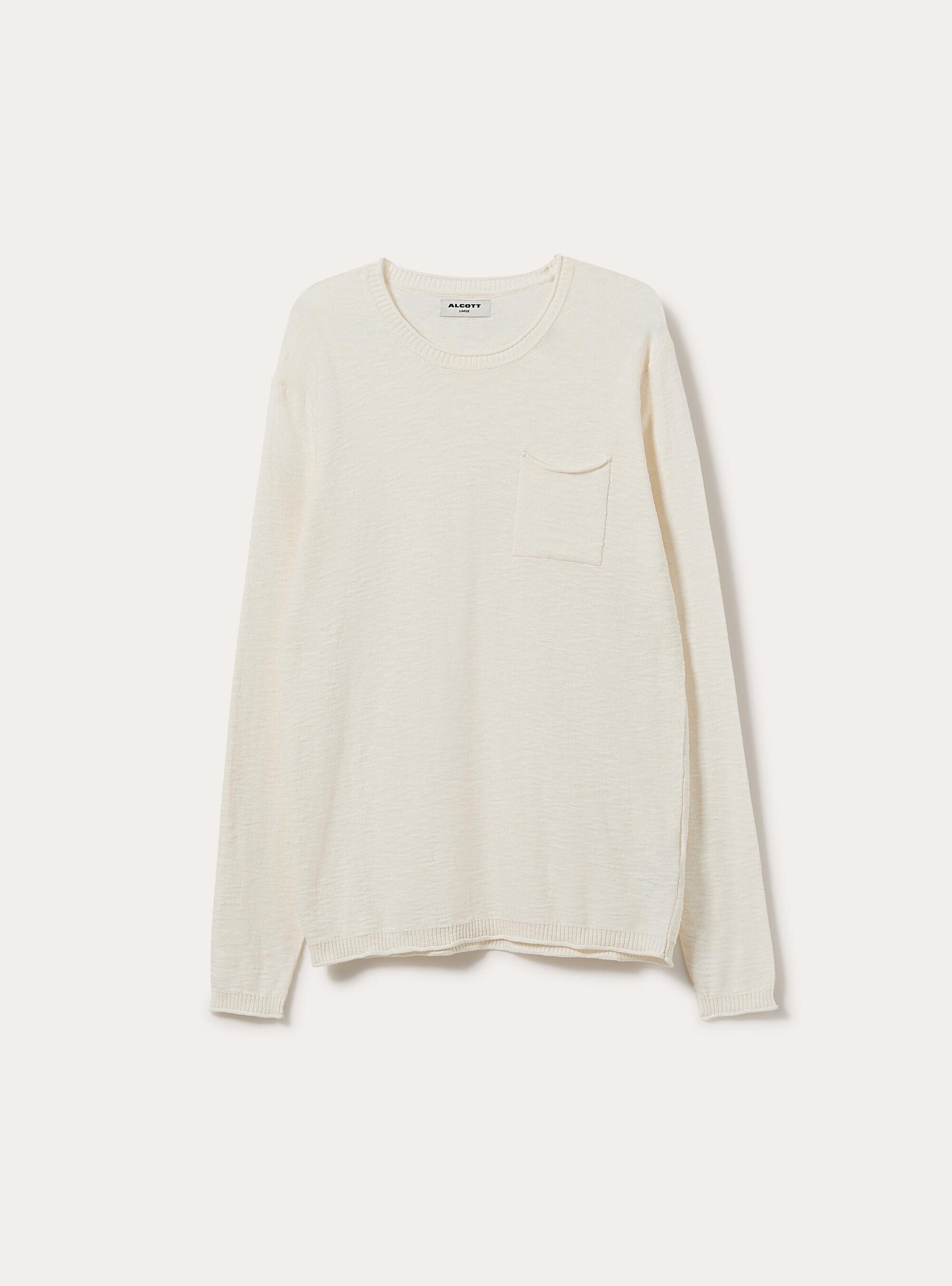 Pullover  in cotone slub, OFF WHITE
