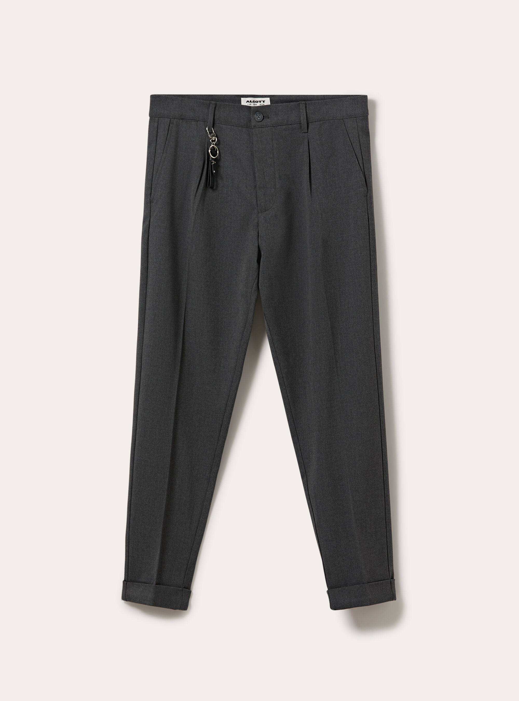 Tailored trousers with pleats and charm detail, MGY1 GREY MEL DARK