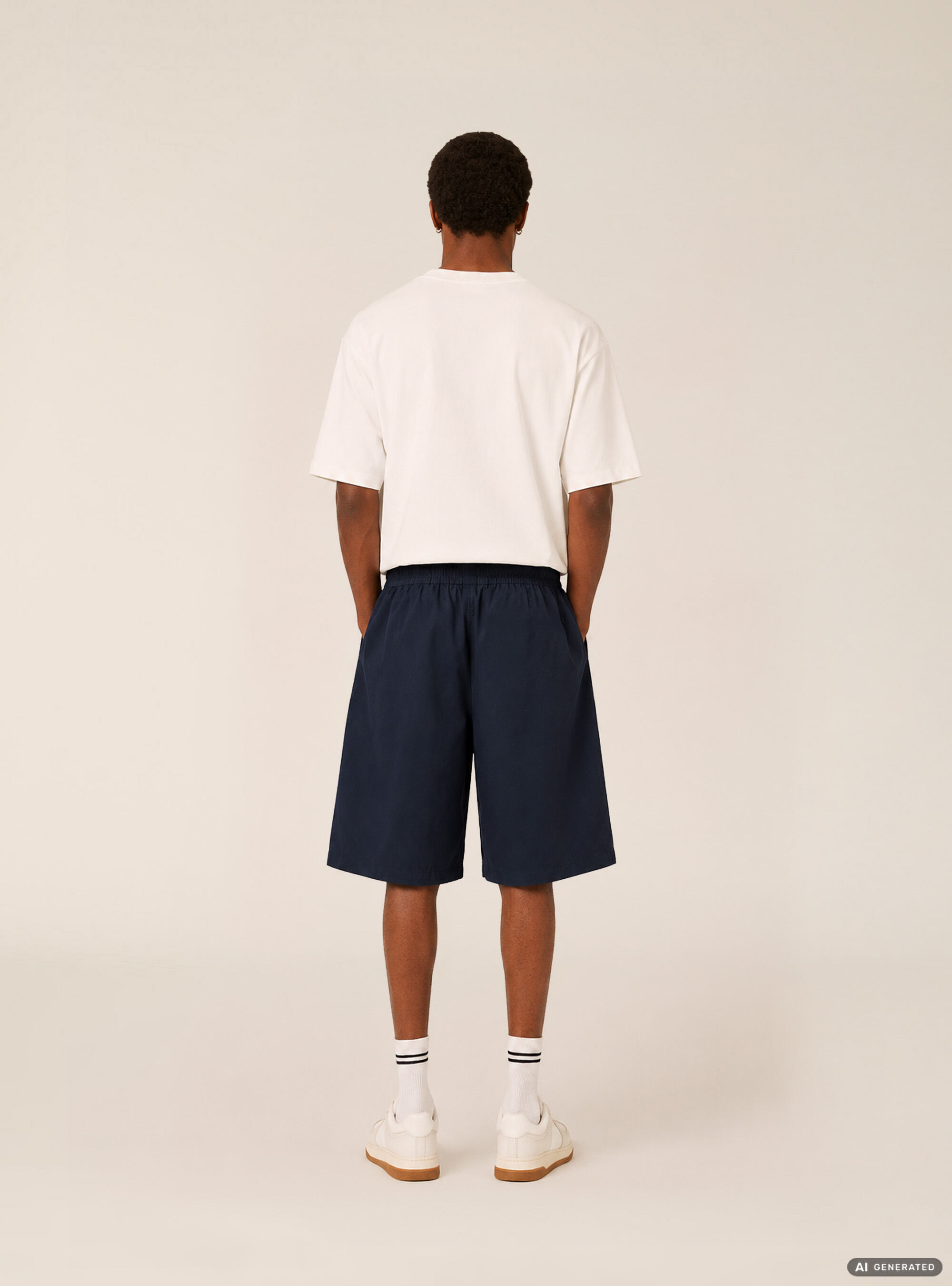 Bermuda baggy con pince misto cotone
