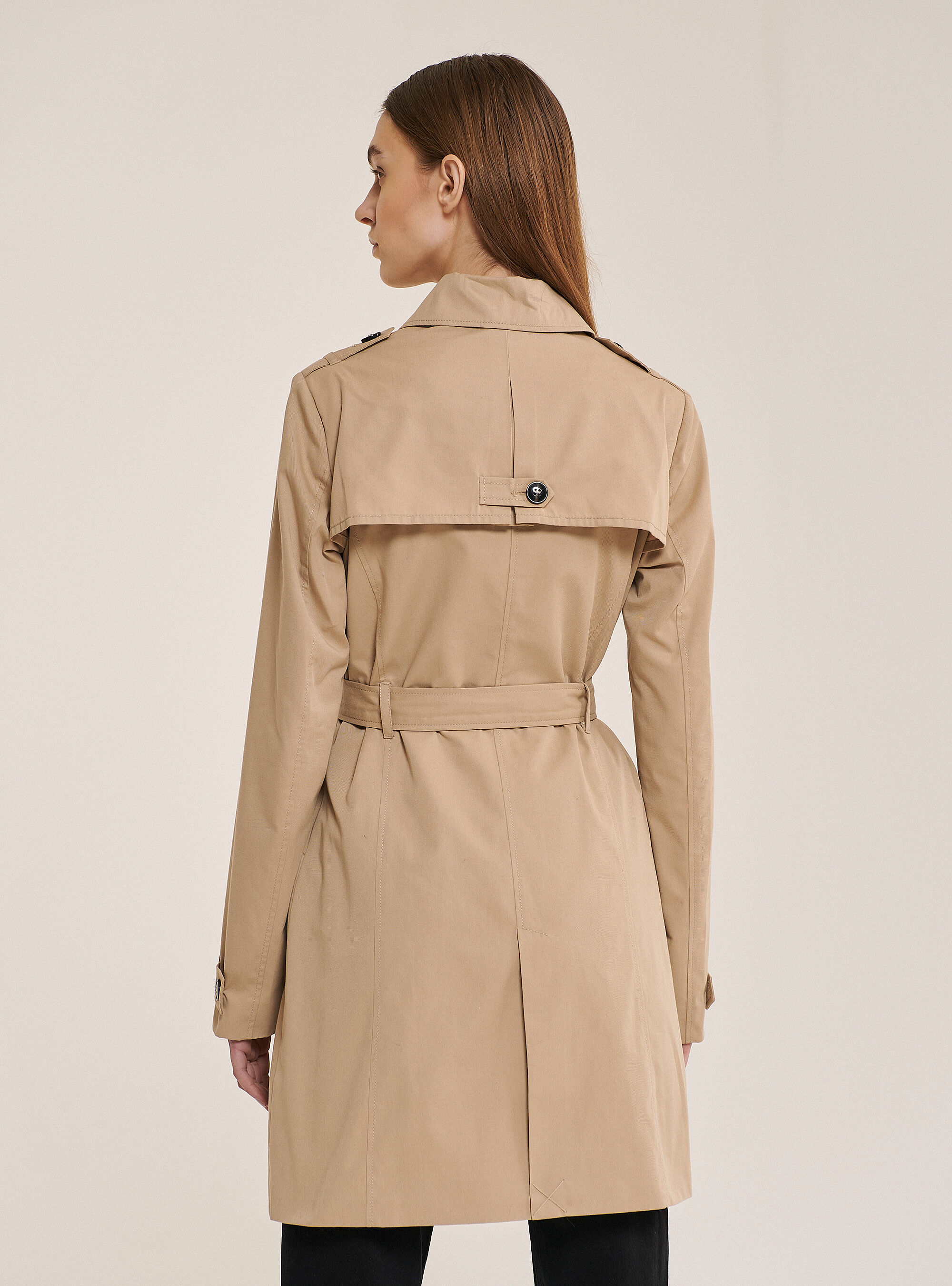 Trench coat with belt, C581 BEIGE