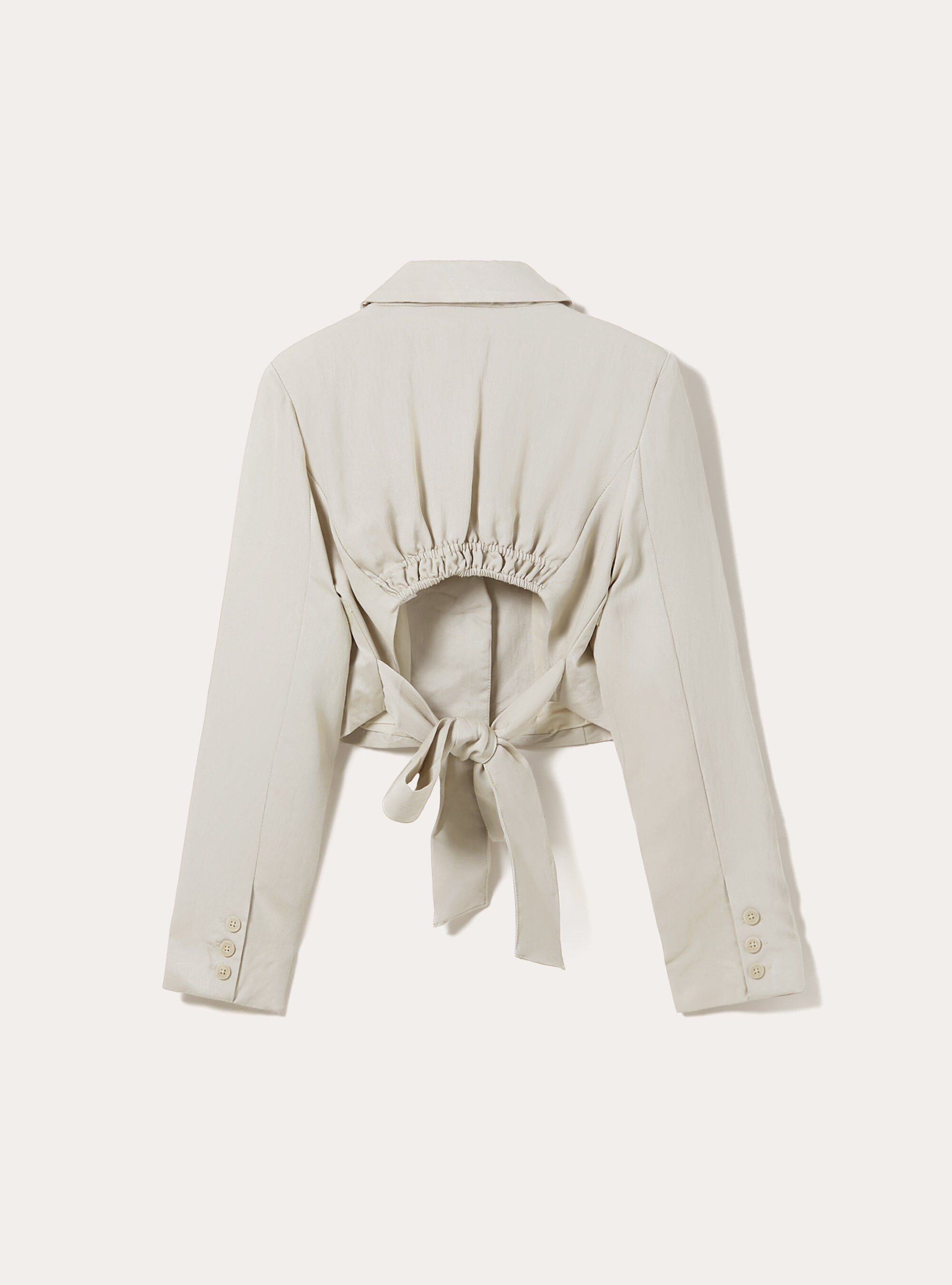 Giacca cropped con fiocco, BG2 BEIGE MEDIUM