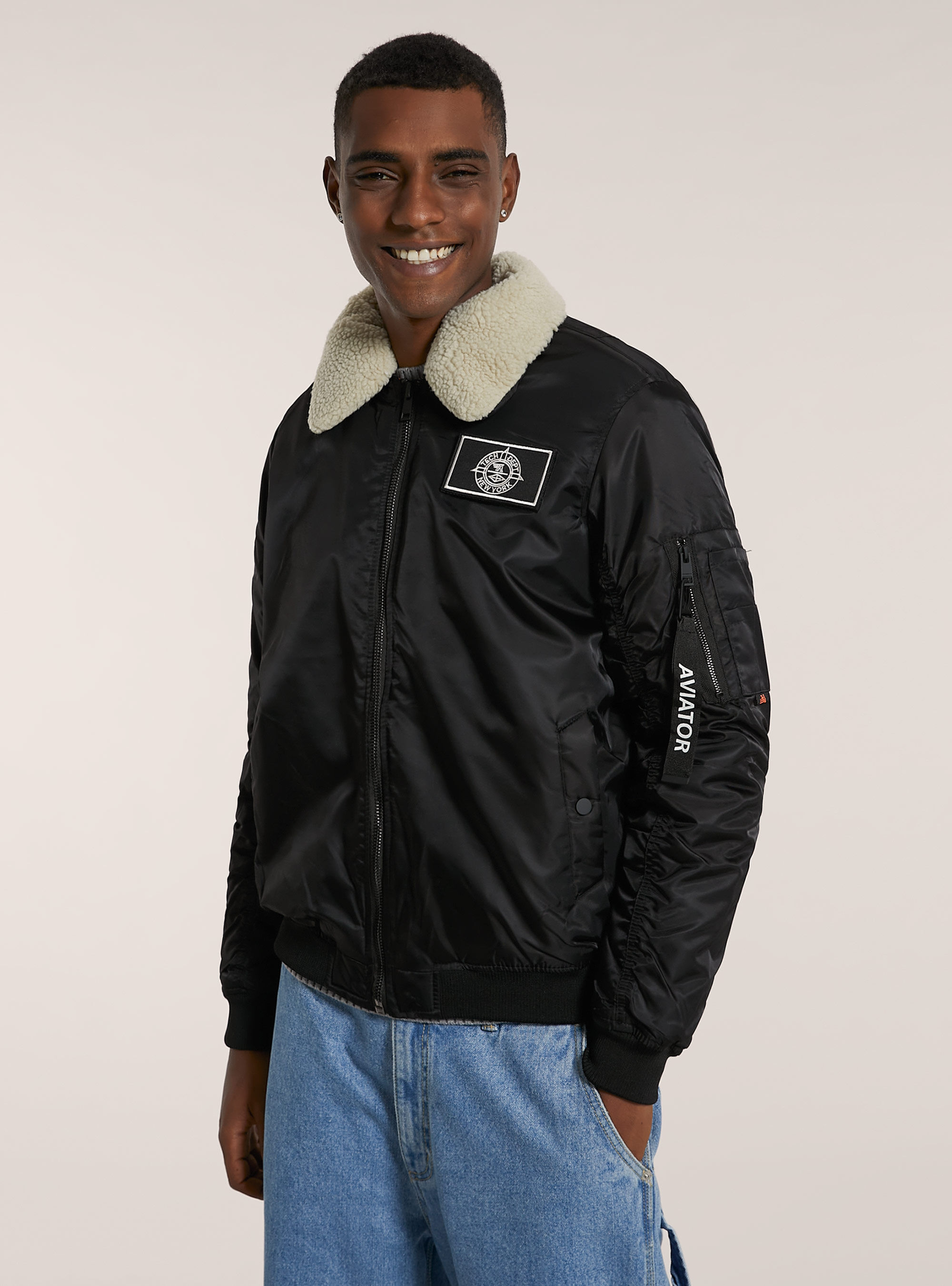 Bomber jacket with recycled padding