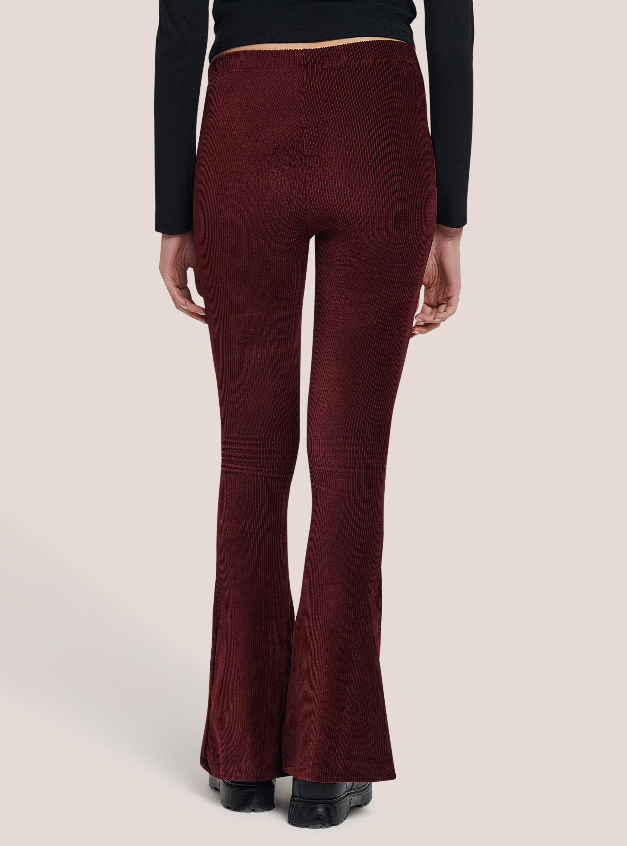  VELVET FLARED TROUSERS, BORDEAUX