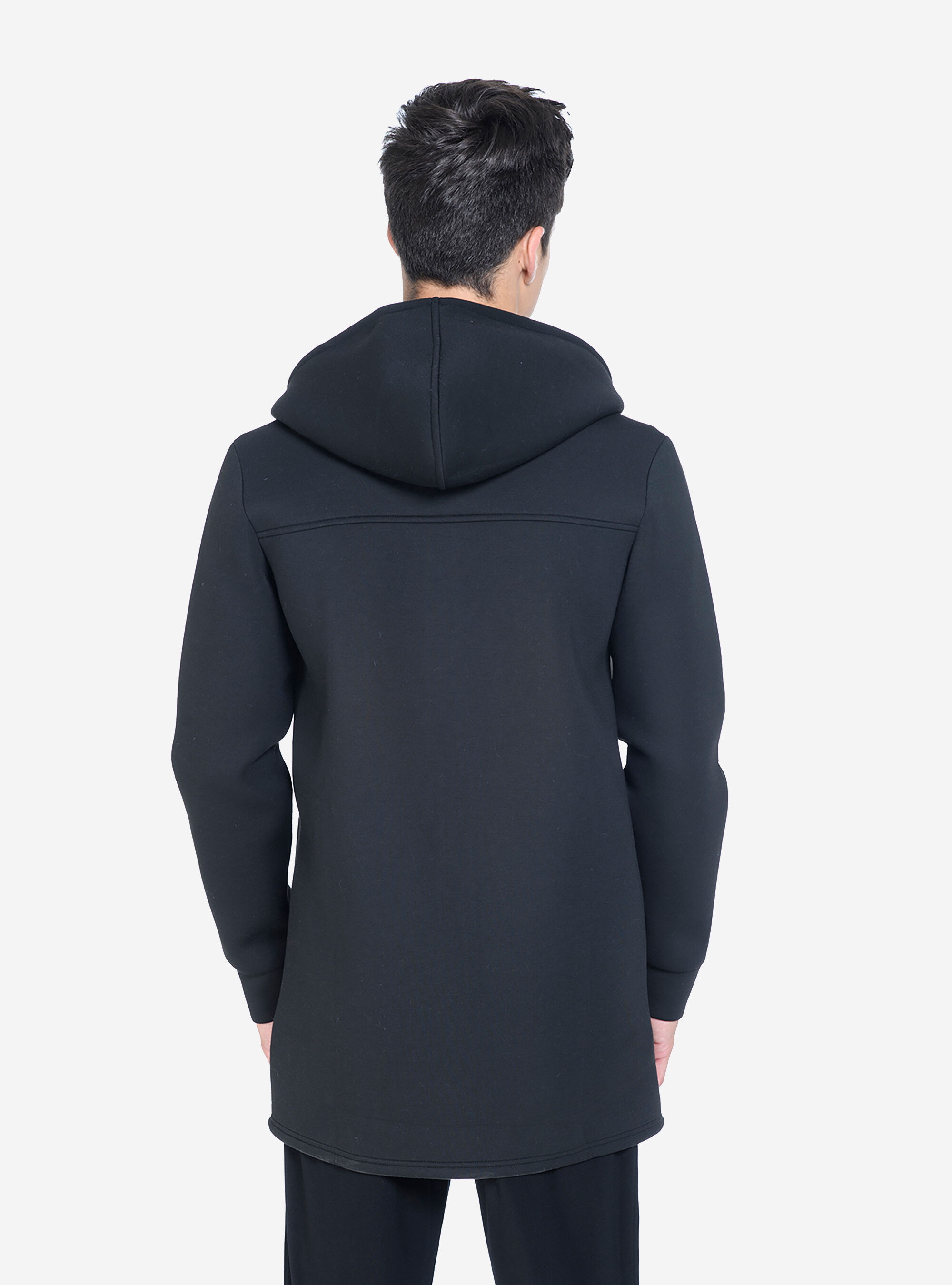 OPEN SWEATSHIRT WITH HOOD, BLACK