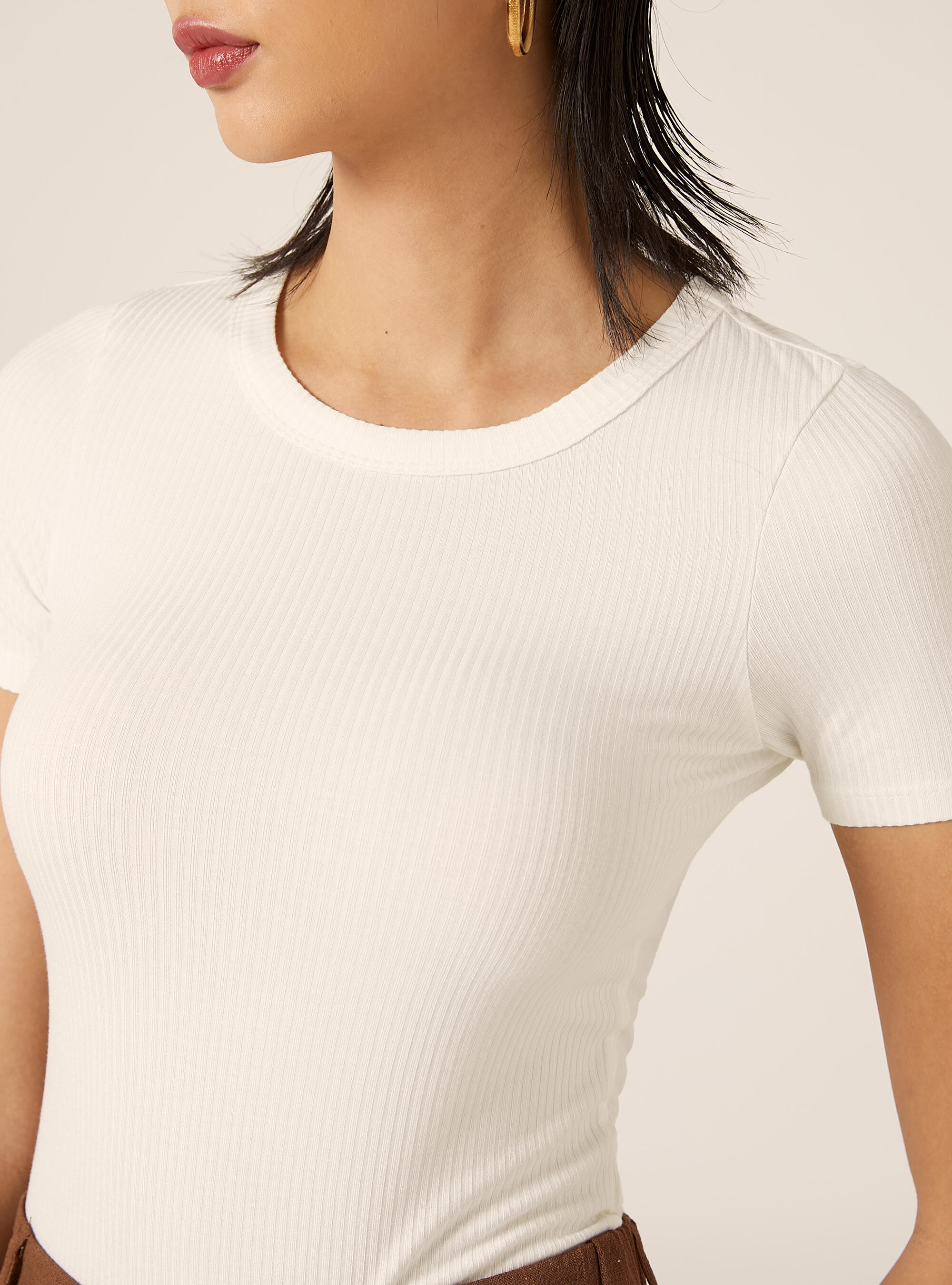 Body a coste maniche corte, WH2 WHITE