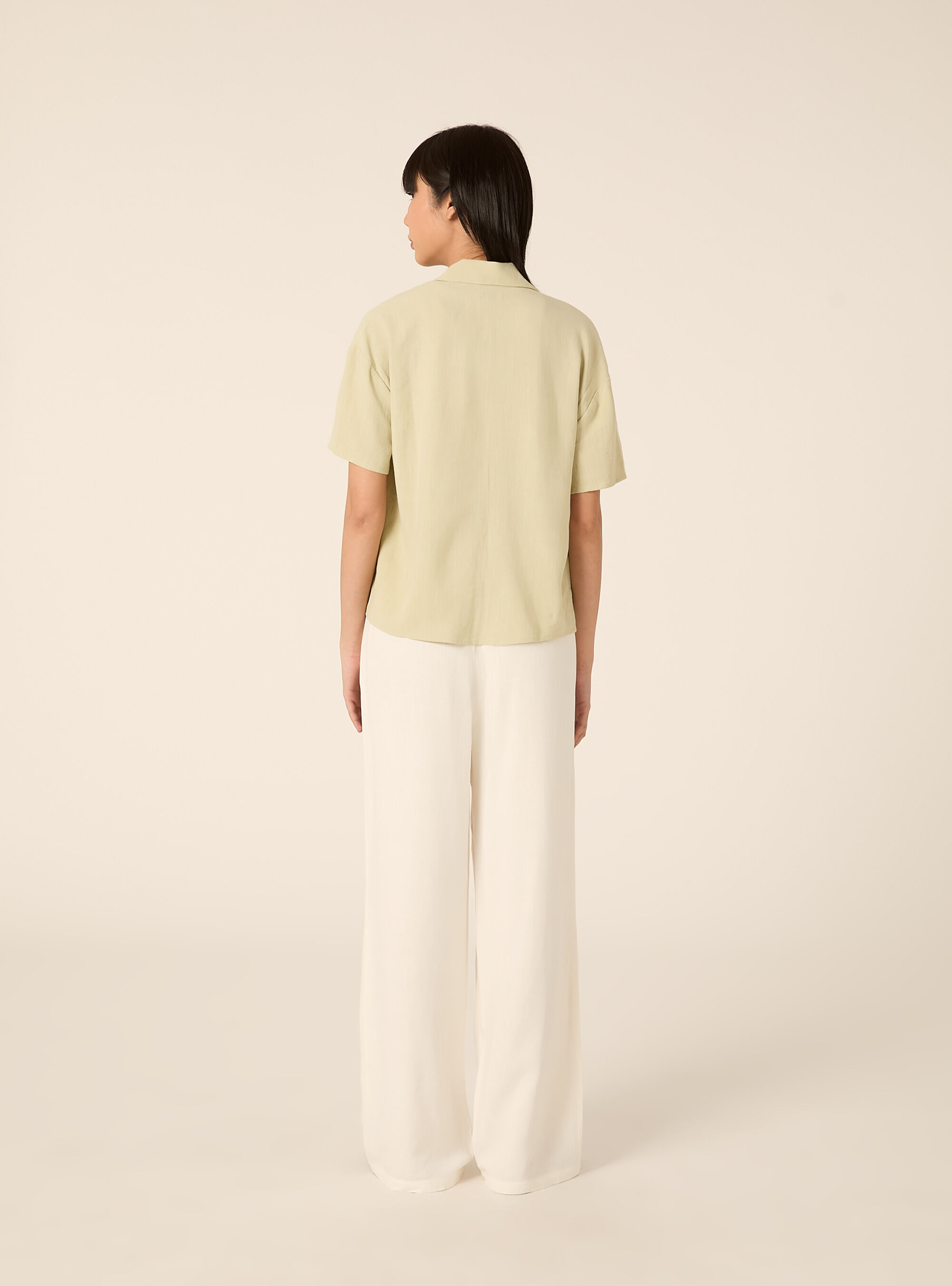 Cropped linen blend shirt, KY3 KAKY LIGHT
