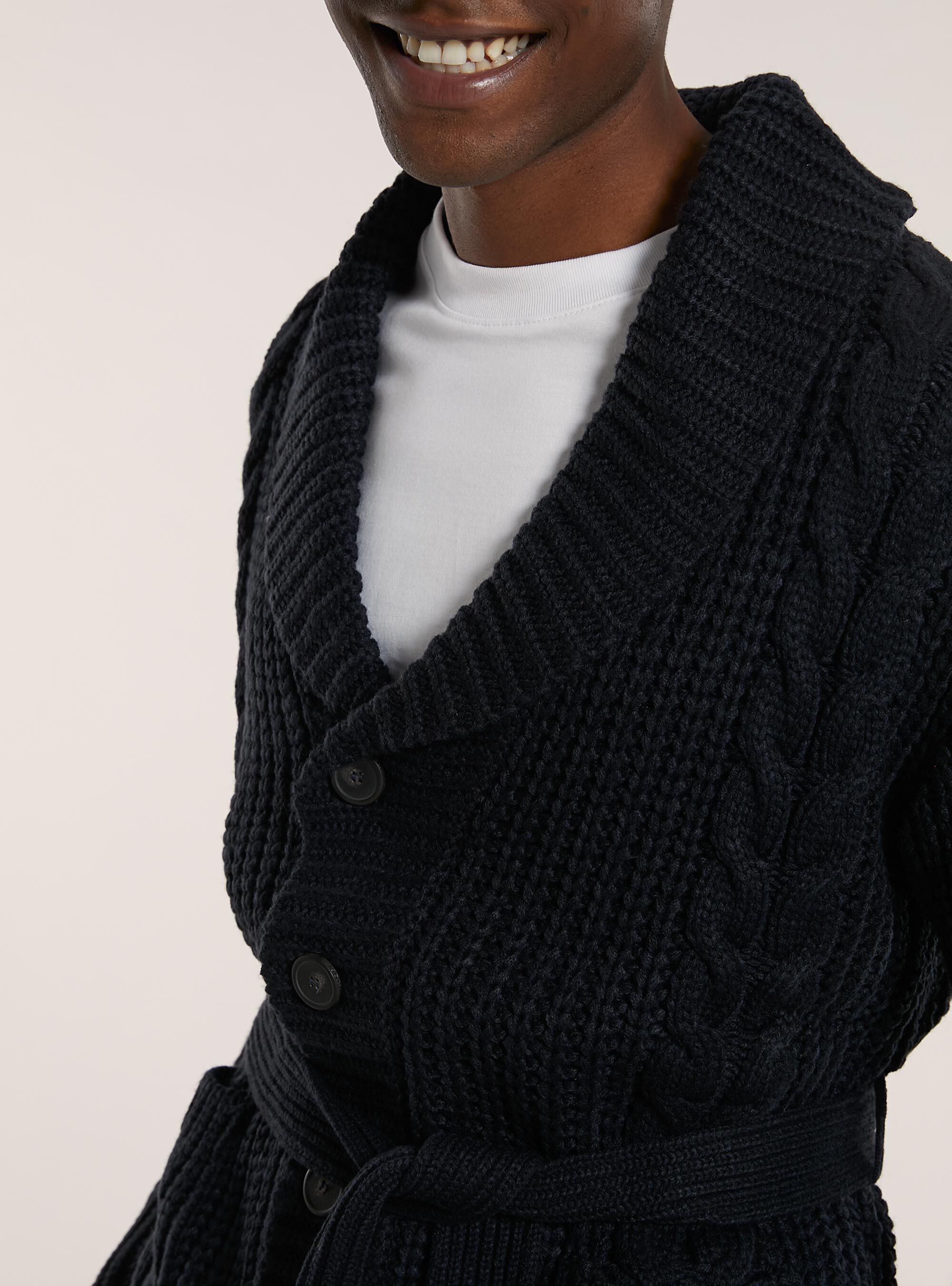 Pullover cardigan a trecce aperto, NA1 NAVY DARK