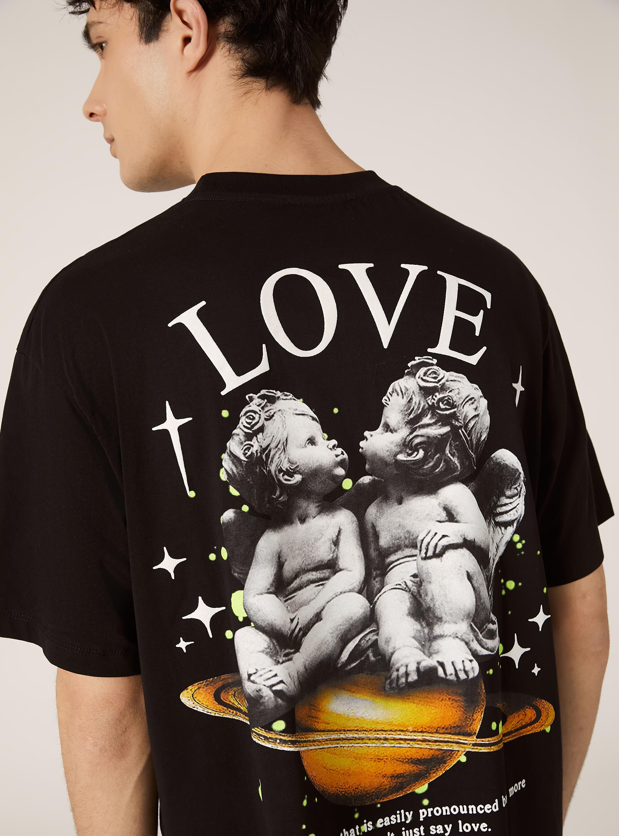 Boxy fit t-shirt with POP STATEMENT print, BK1 BLACK