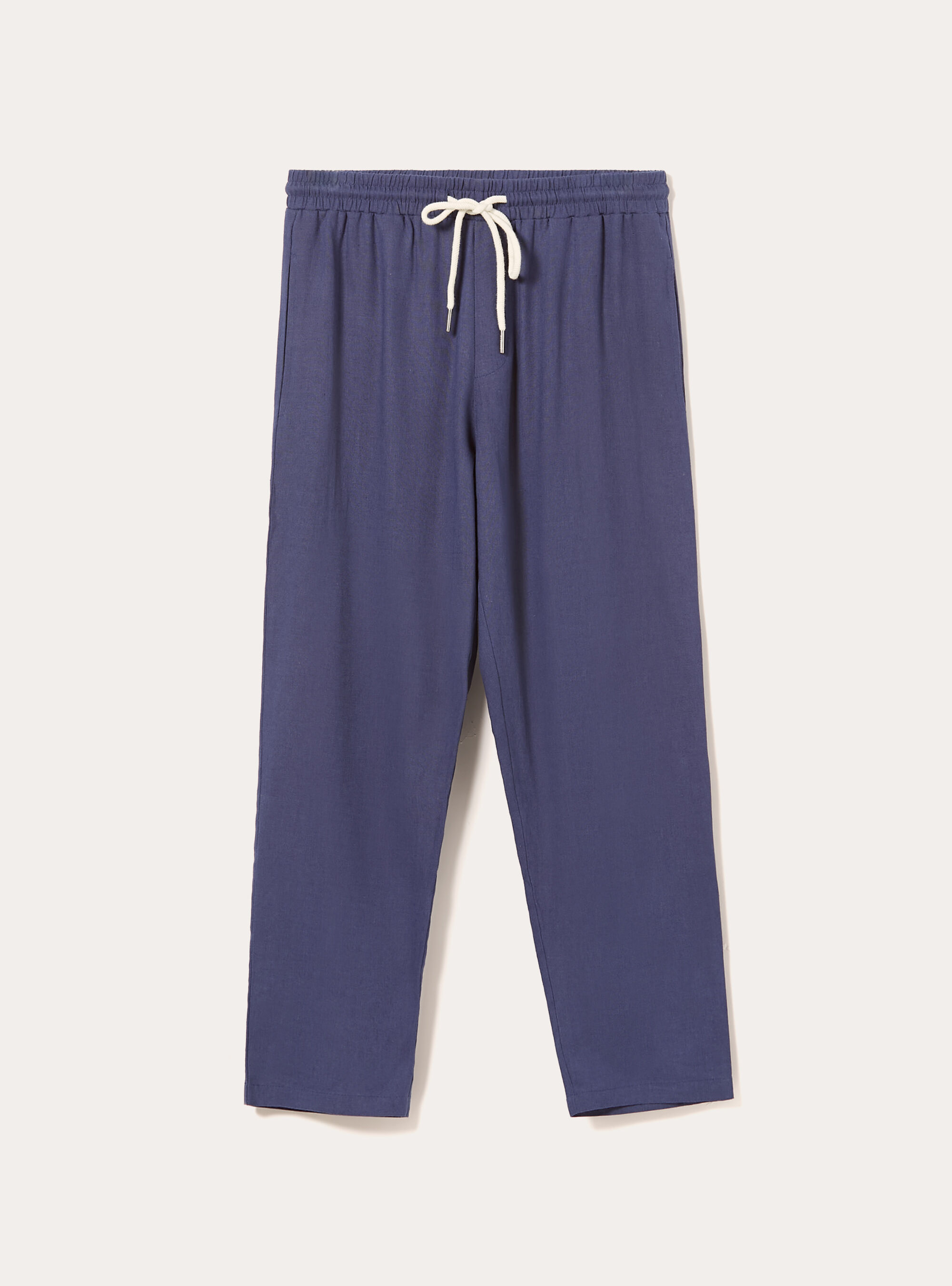 Pantaloni jogger in misto lino, BLU MEDIO