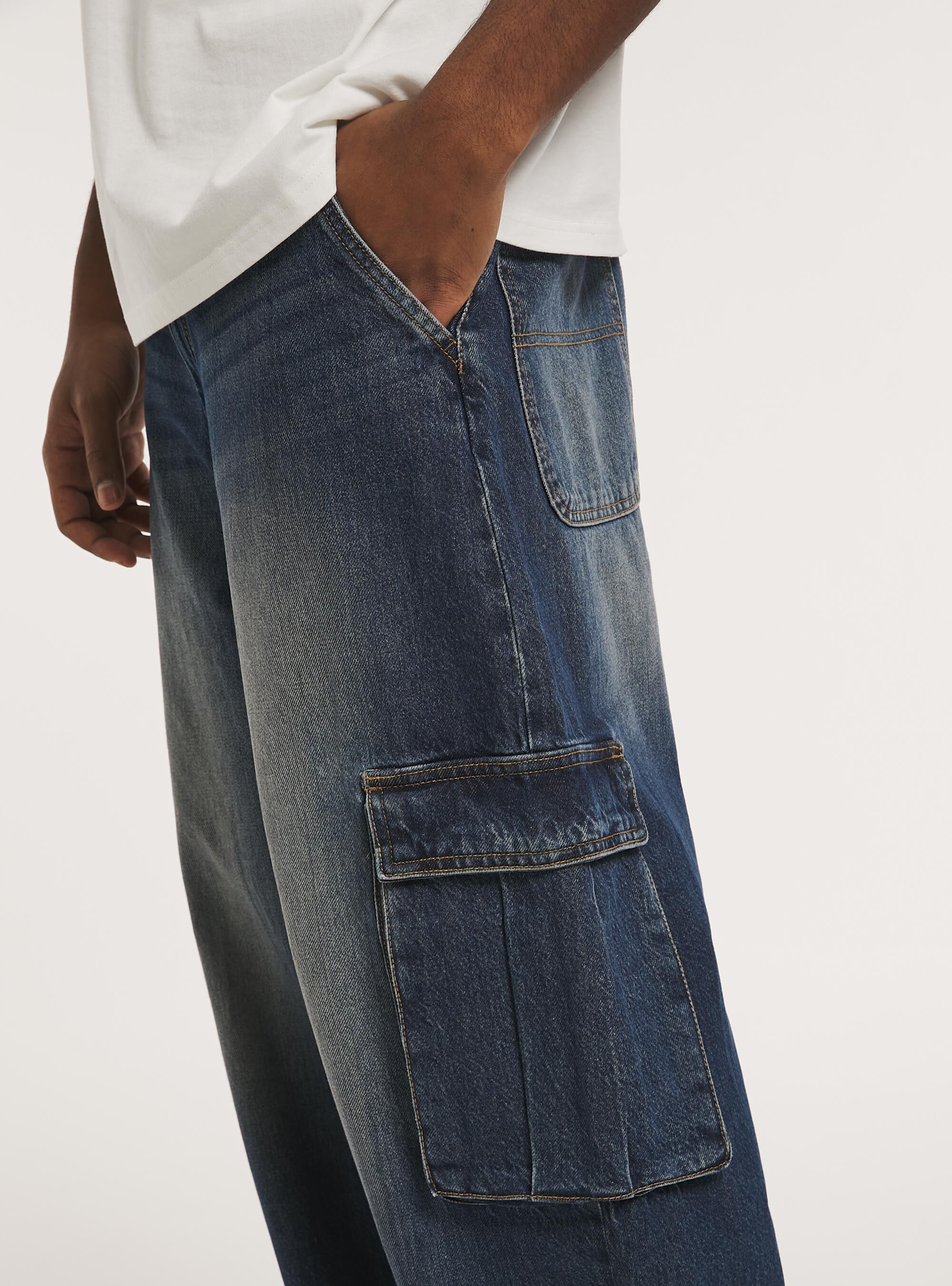 Vaqueros cargo estilo skater de corte relajado, D003 MEDIUM BLUE