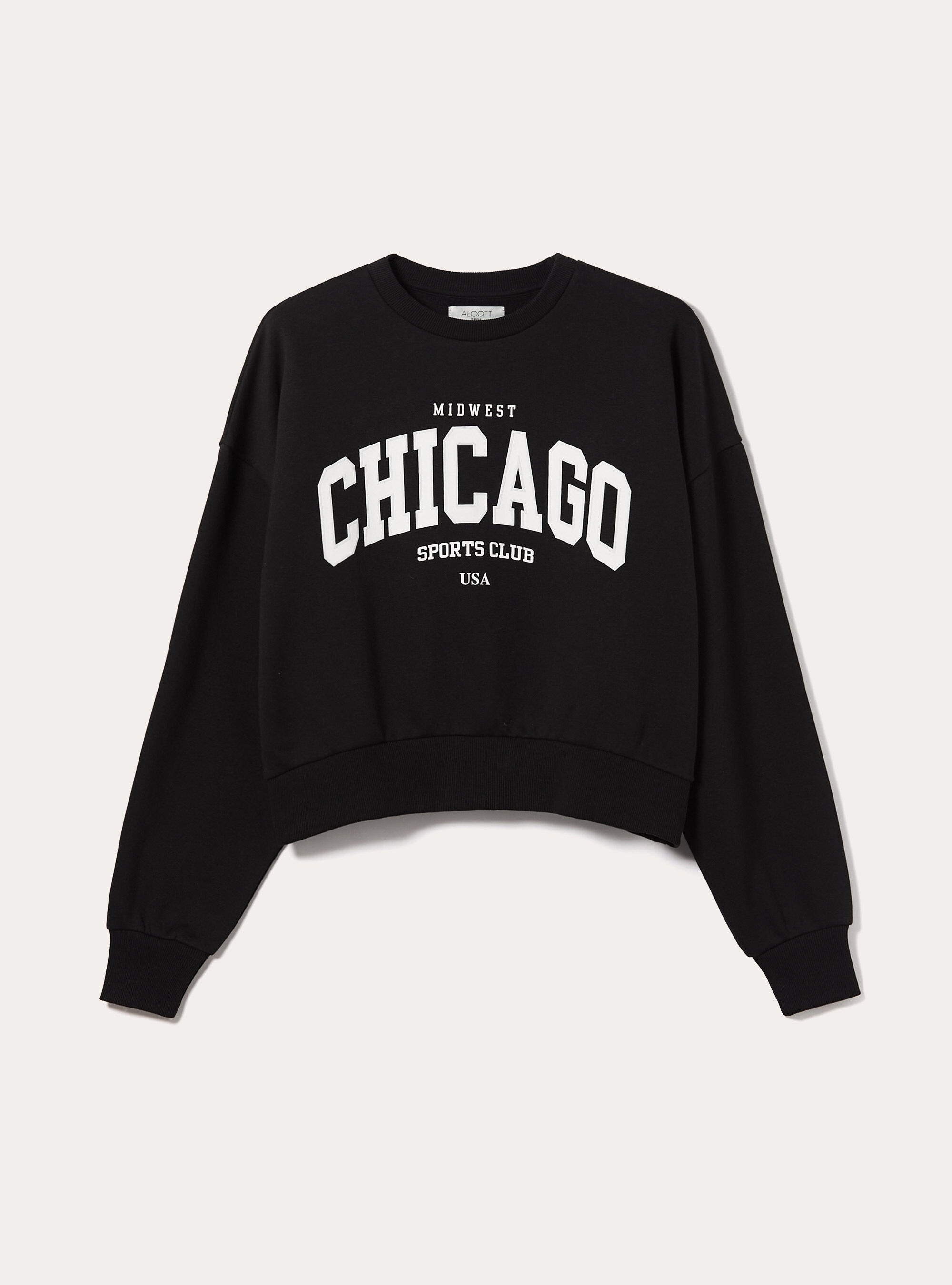 Boxy fit sweatshirt with City print, BK1 BLACK