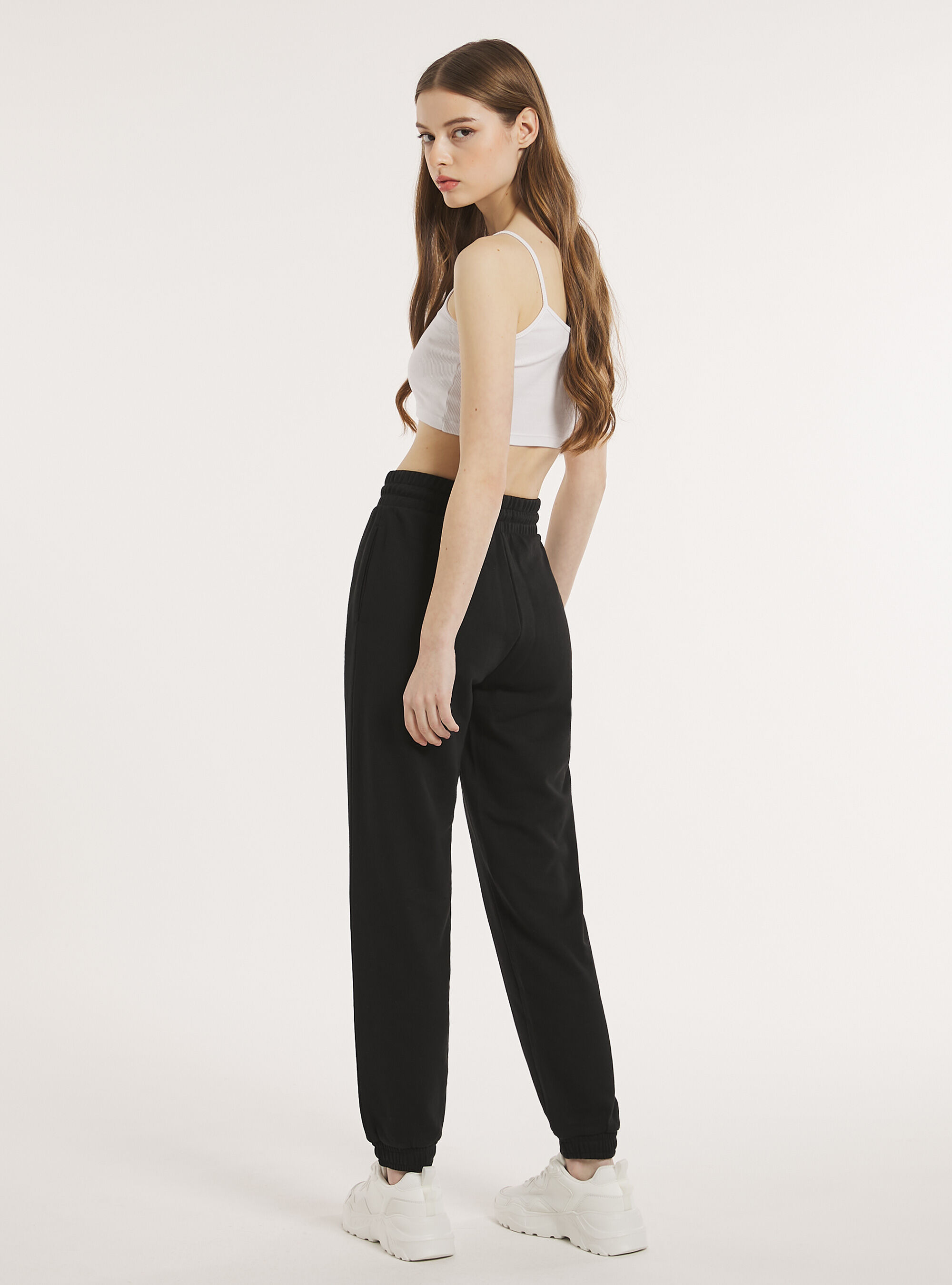 Pantalon jogger en peluche, BK1 BLACK