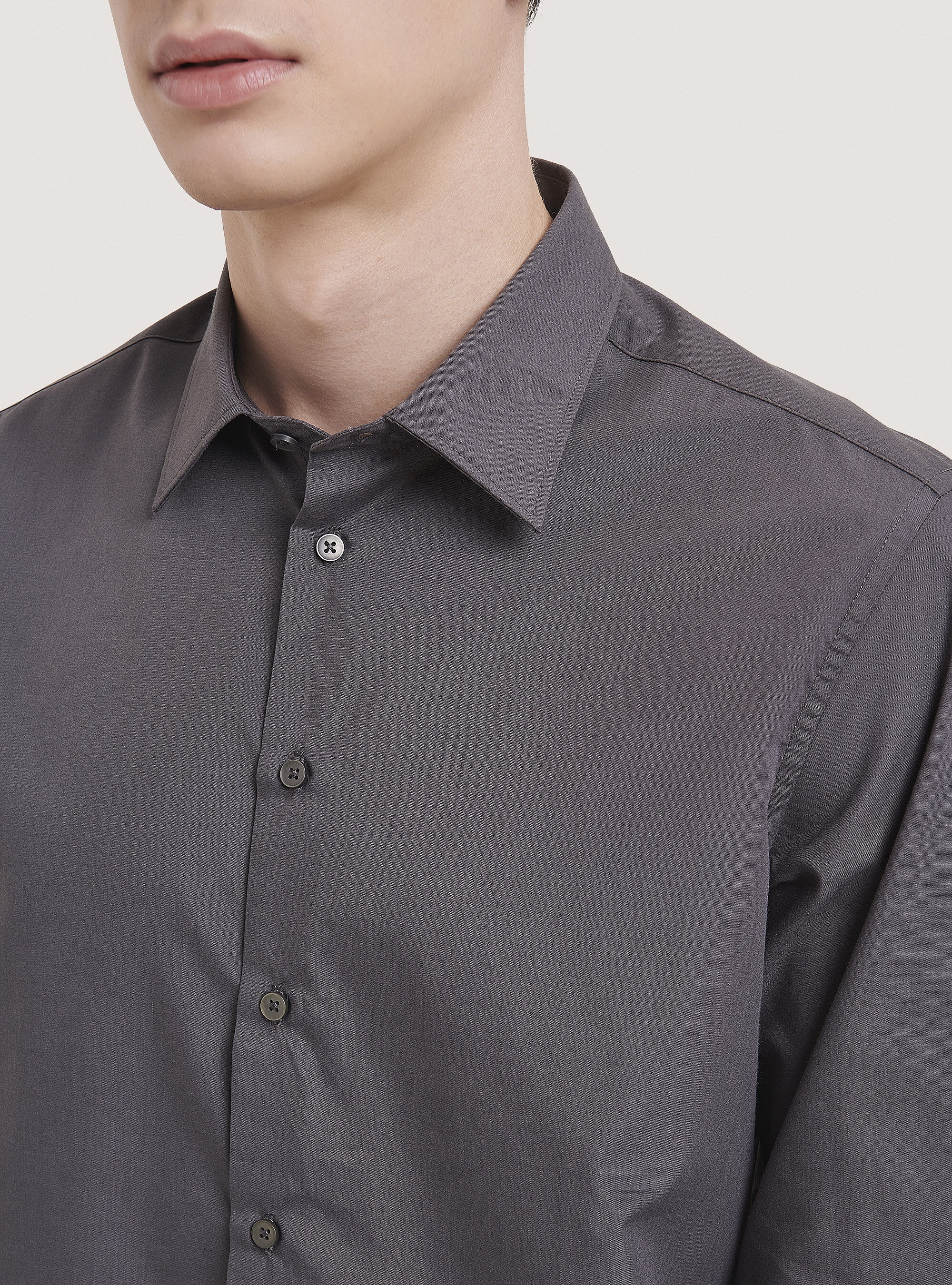 Camicia a manica lunga in tinta unita, C161 GREY