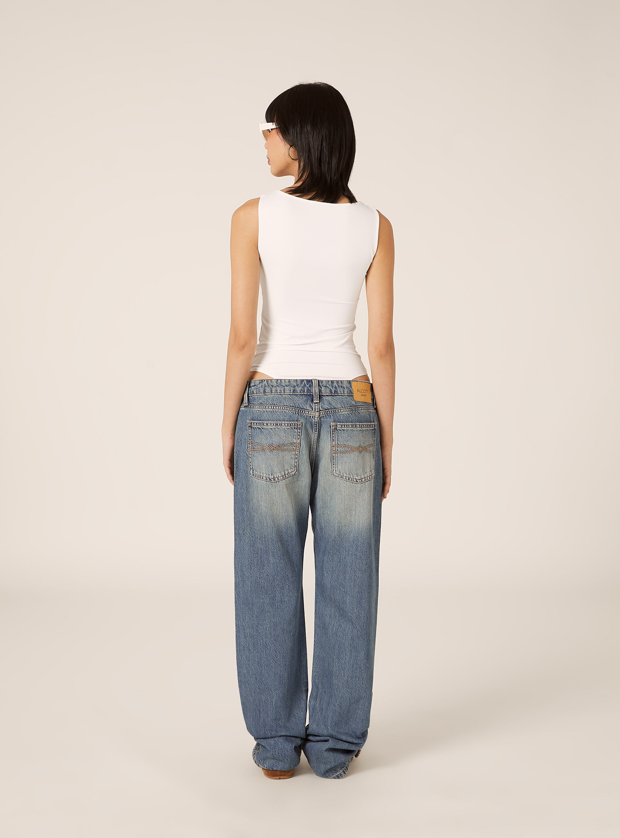 Jeans straight low waist, D003 MEDIUM BLUE