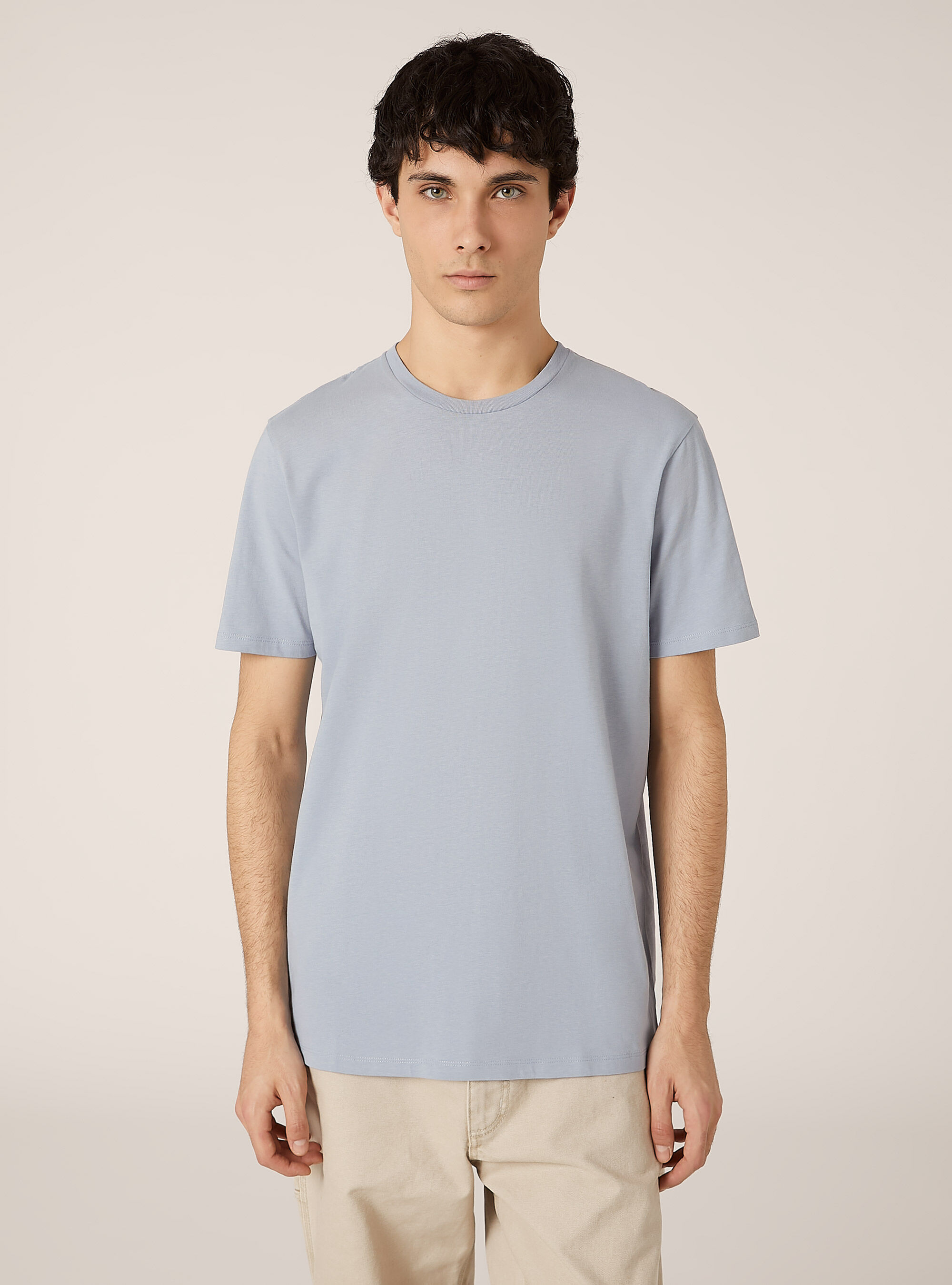 Camiseta de algod&oacute;n con cuello redondo, AZ3 AZURE LIGHT