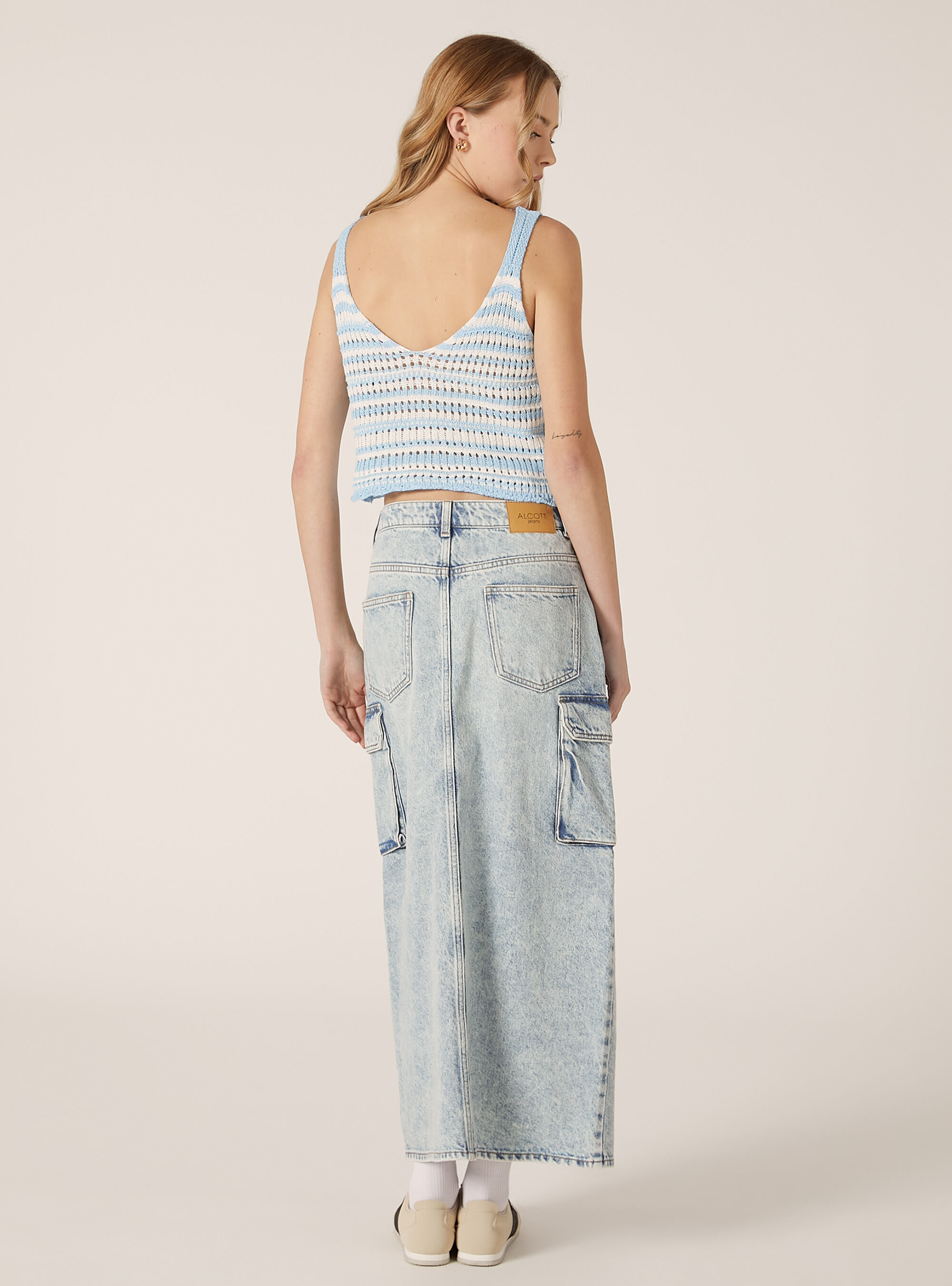 Striped knitted top, AZ2 AZURE MEDIUM