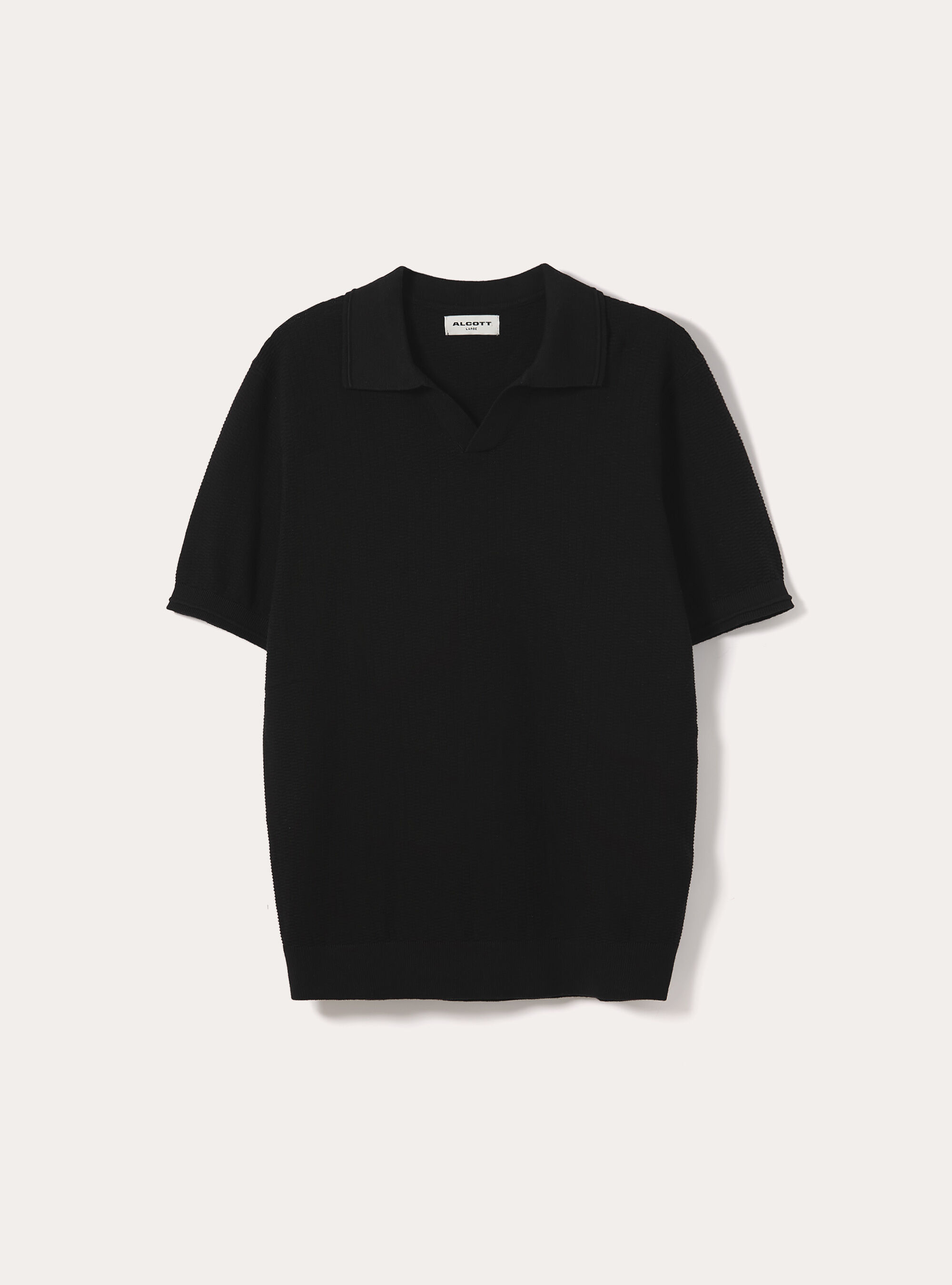 Polo derby in maglia in misto cotone, BK1 BLACK