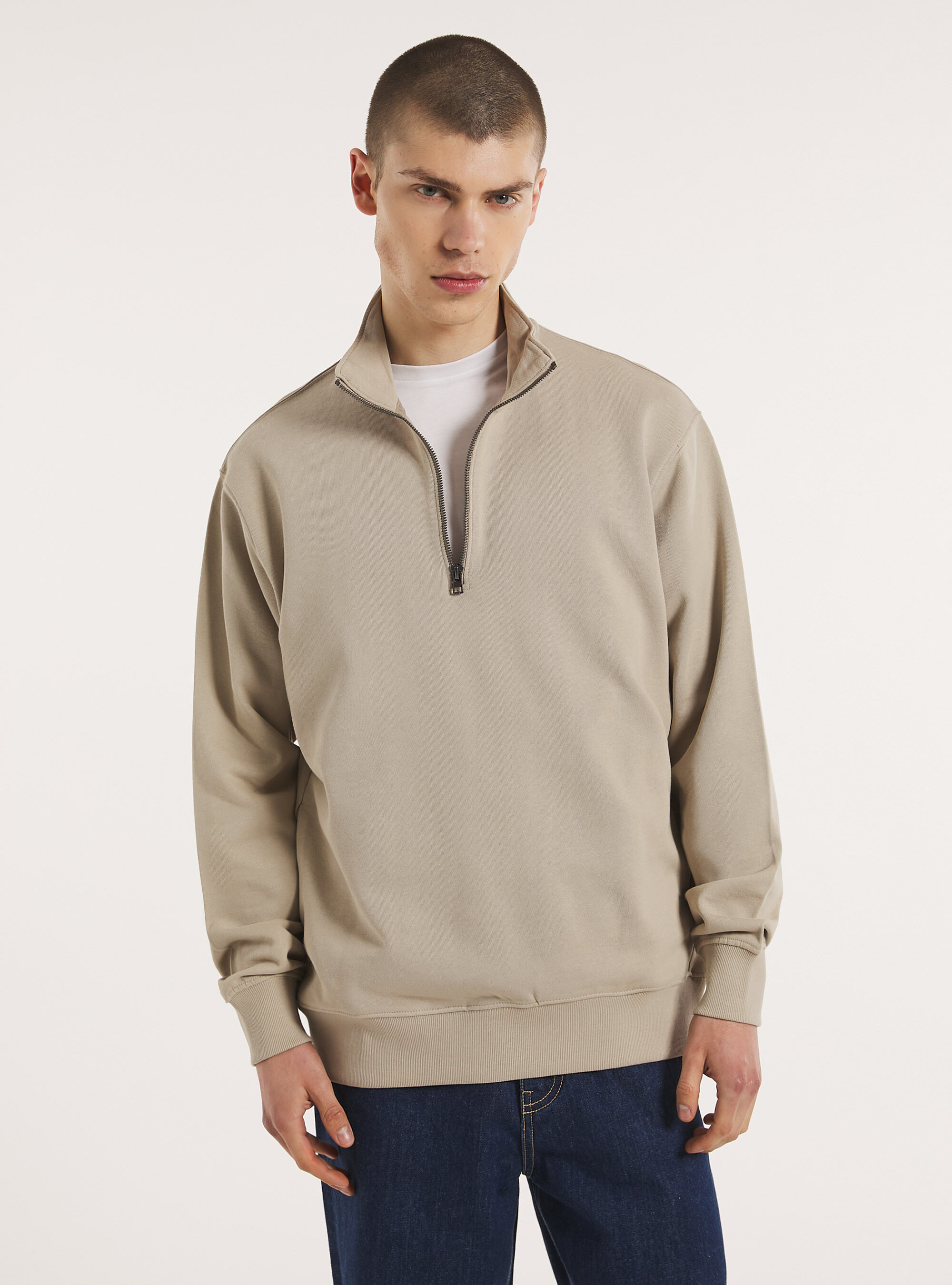 Plain Half zip Sweatshirt | Beige | Jack & Jones®