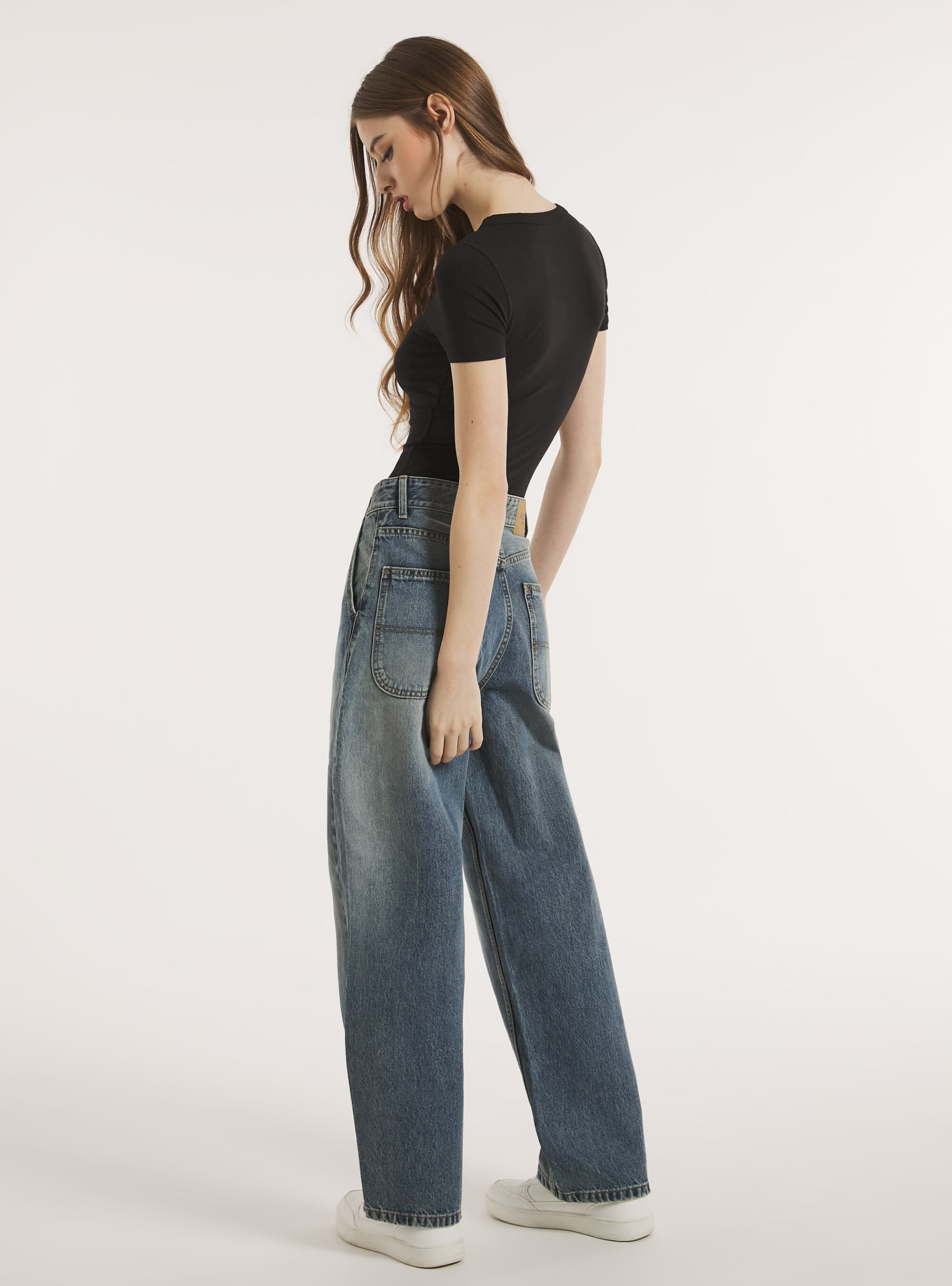 Ribbed short-sleeved bodysuit, BK1 BLACK