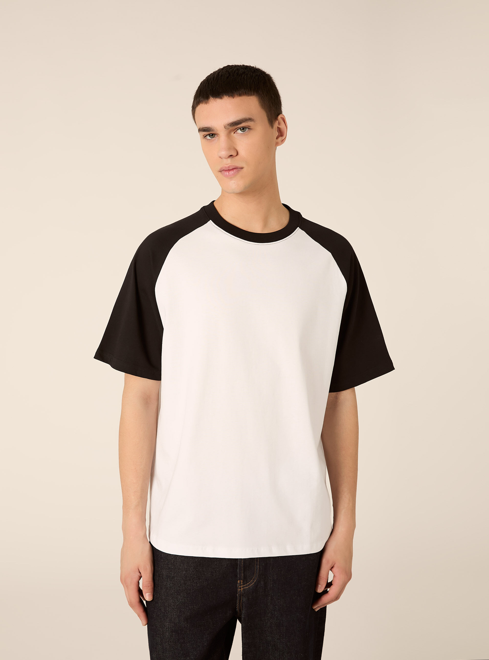 T shirt boxy con manica raglan