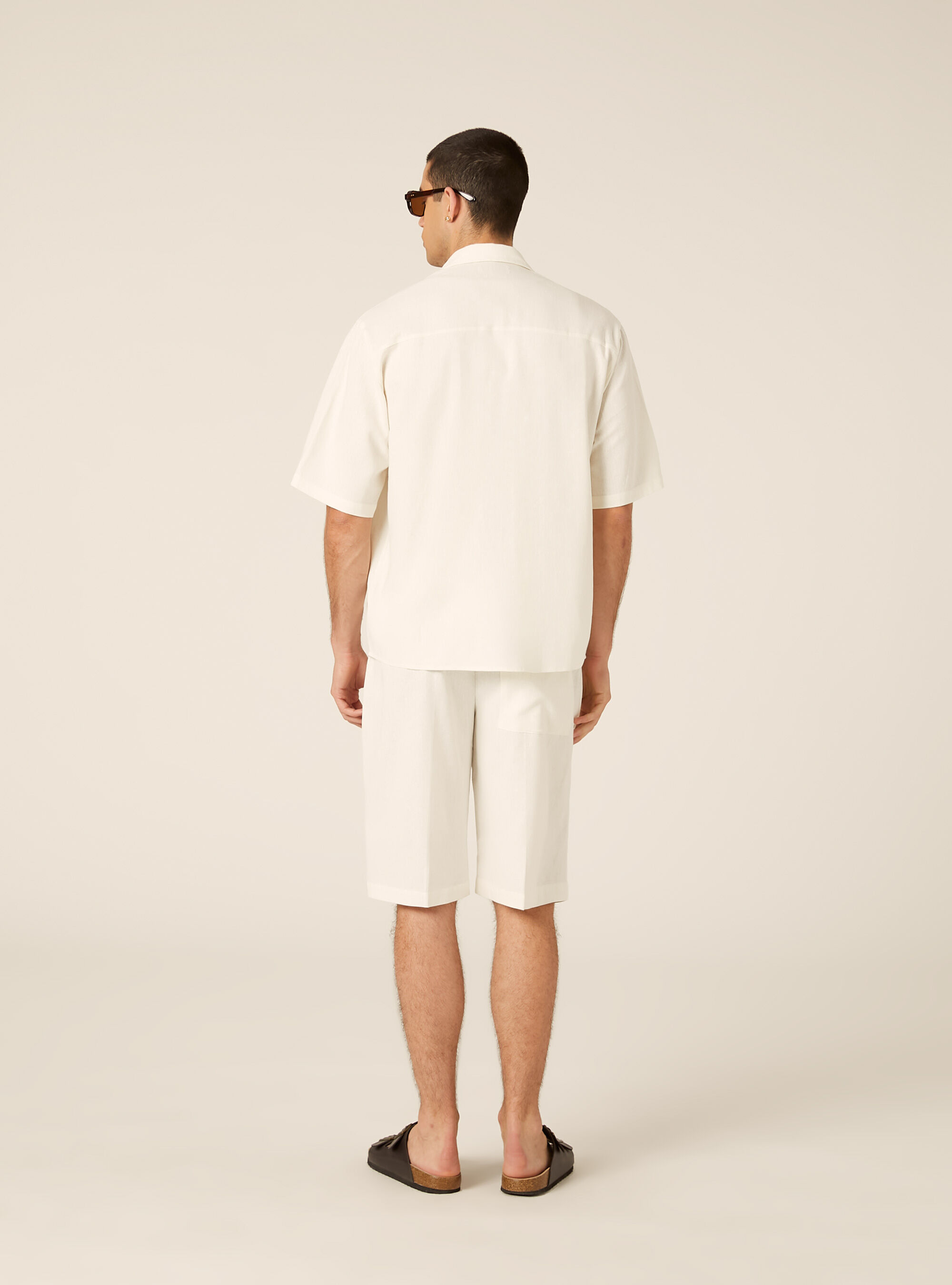 Camicia  in misto lino  con taschino, WH2 WHITE